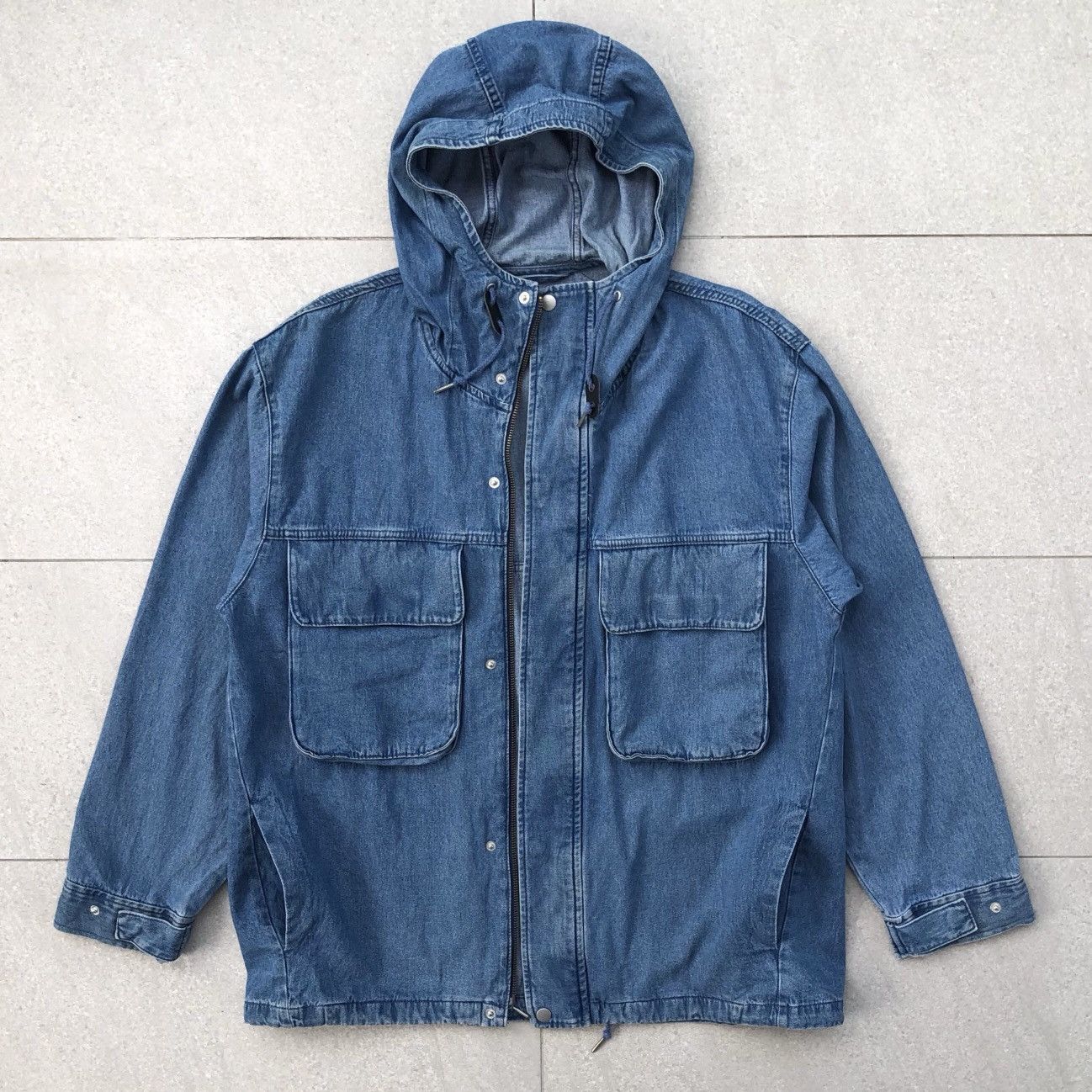 GU Vintage GU Double Pocket Denim Parka Jacket With Hoodie Size US L / EU 52-54 / 3 - 1 Thumbnail