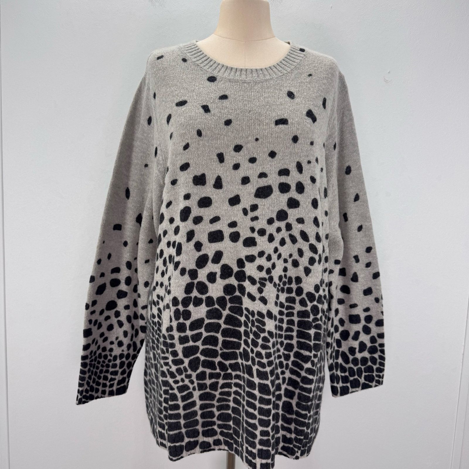Marina Rinaldi Marina Rinaldi Grey Leopard Print Wool Blend Sweater Plus XL Size 3XL / US 20-22 - 3 Thumbnail