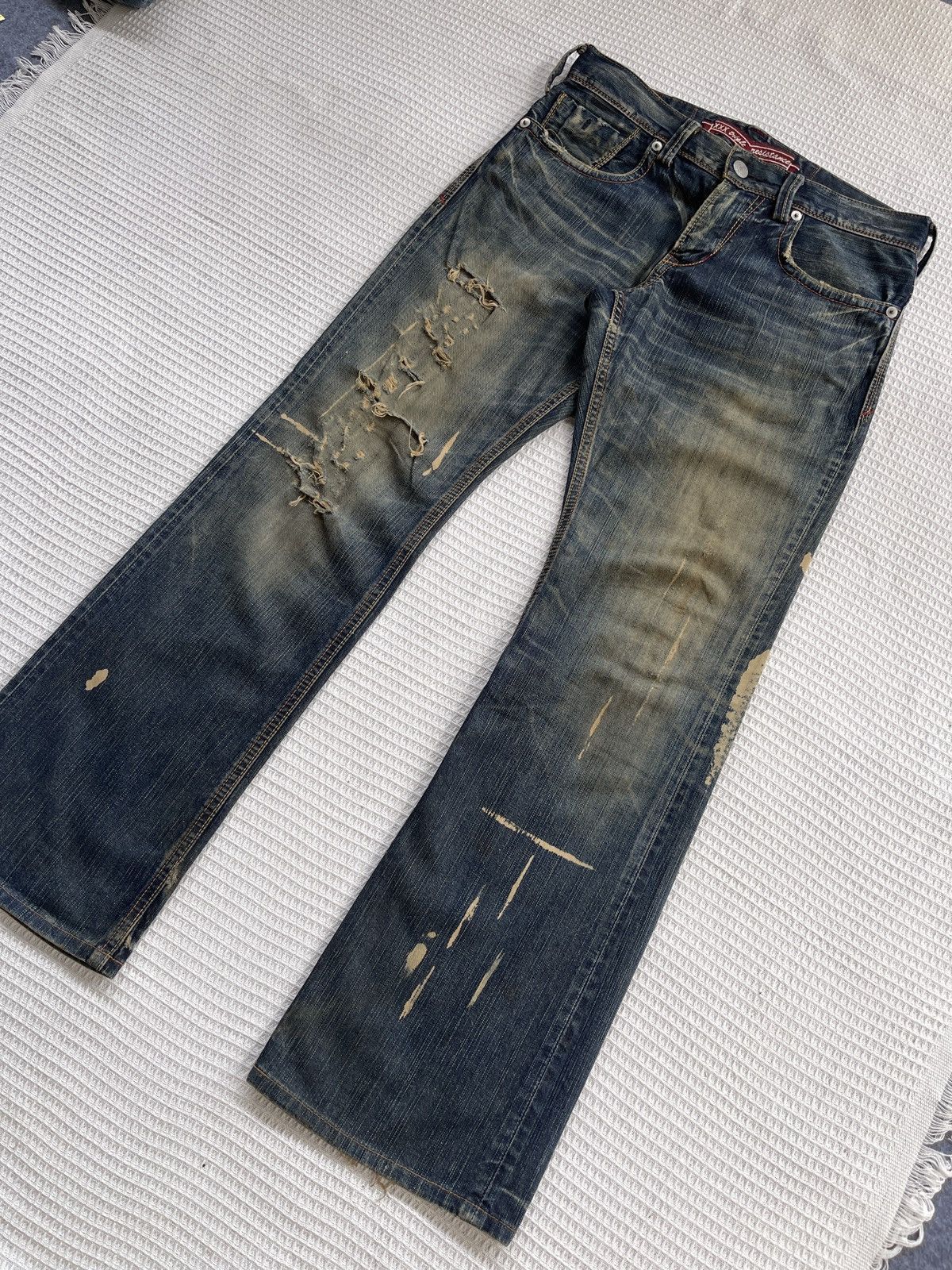 Japanese Brand RARE🔥 LIBERTO Distressed Denime Jeans Size US 35 - 3 Thumbnail