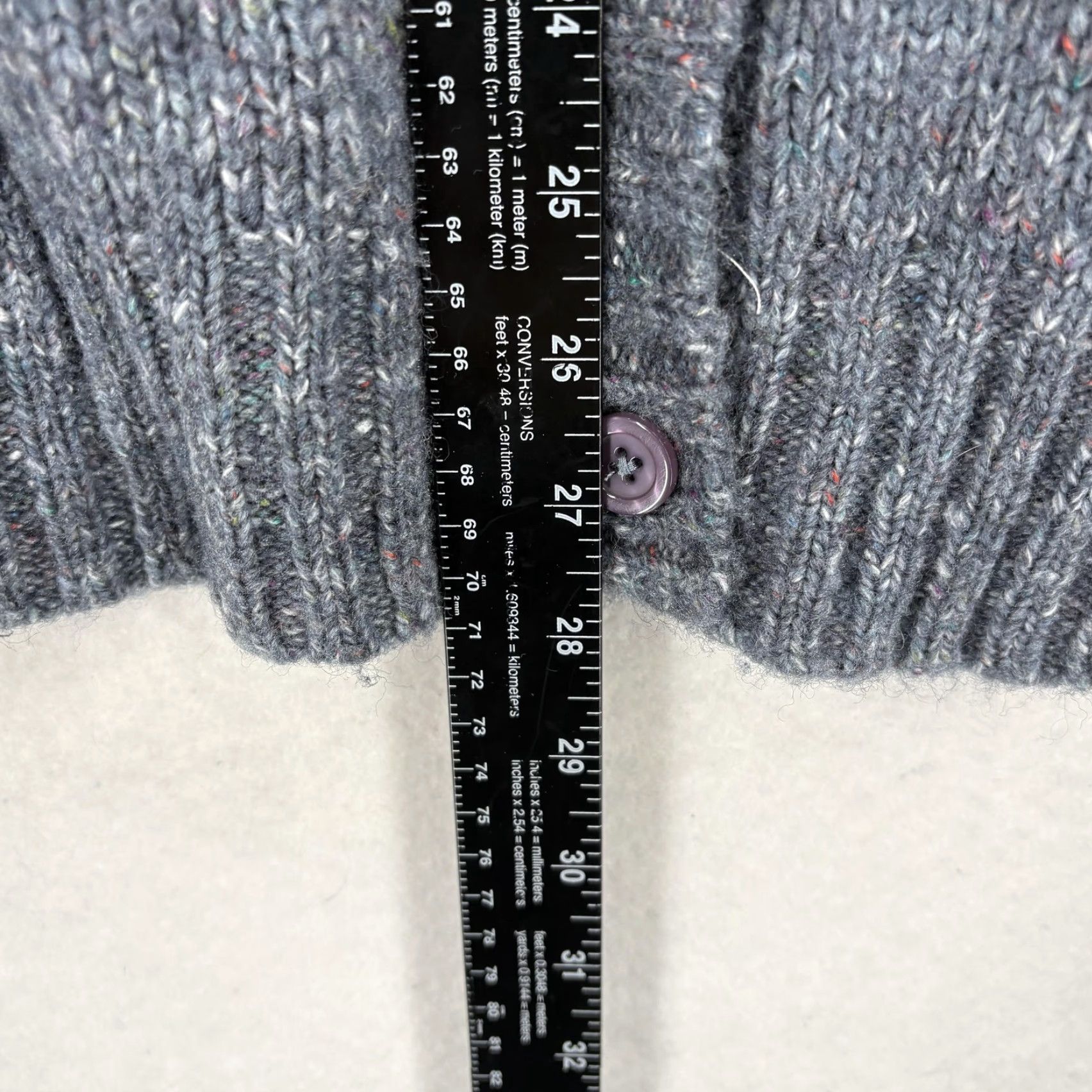 Vintage L.L.Bean Sweater Cardigan Womens Large Gray Wool Cable Knit Funnel Neck Cozy Size L / US 10 / IT 46 - 6 Thumbnail
