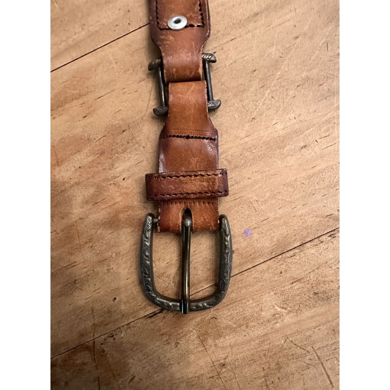 Vintage VINTAGE Belt Mens Brown Leather 42” Long Hinged Size ONE SIZE - 2 Thumbnail