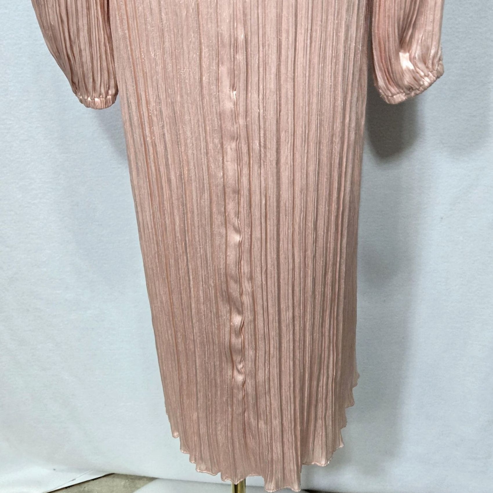 Vintage VINTAGE Morton Myles Dress Womens 6 Pink Pleated Satin Midi Shift Rhinestone 80s Size M / US 6-8 / IT 42-44 - 6 Thumbnail