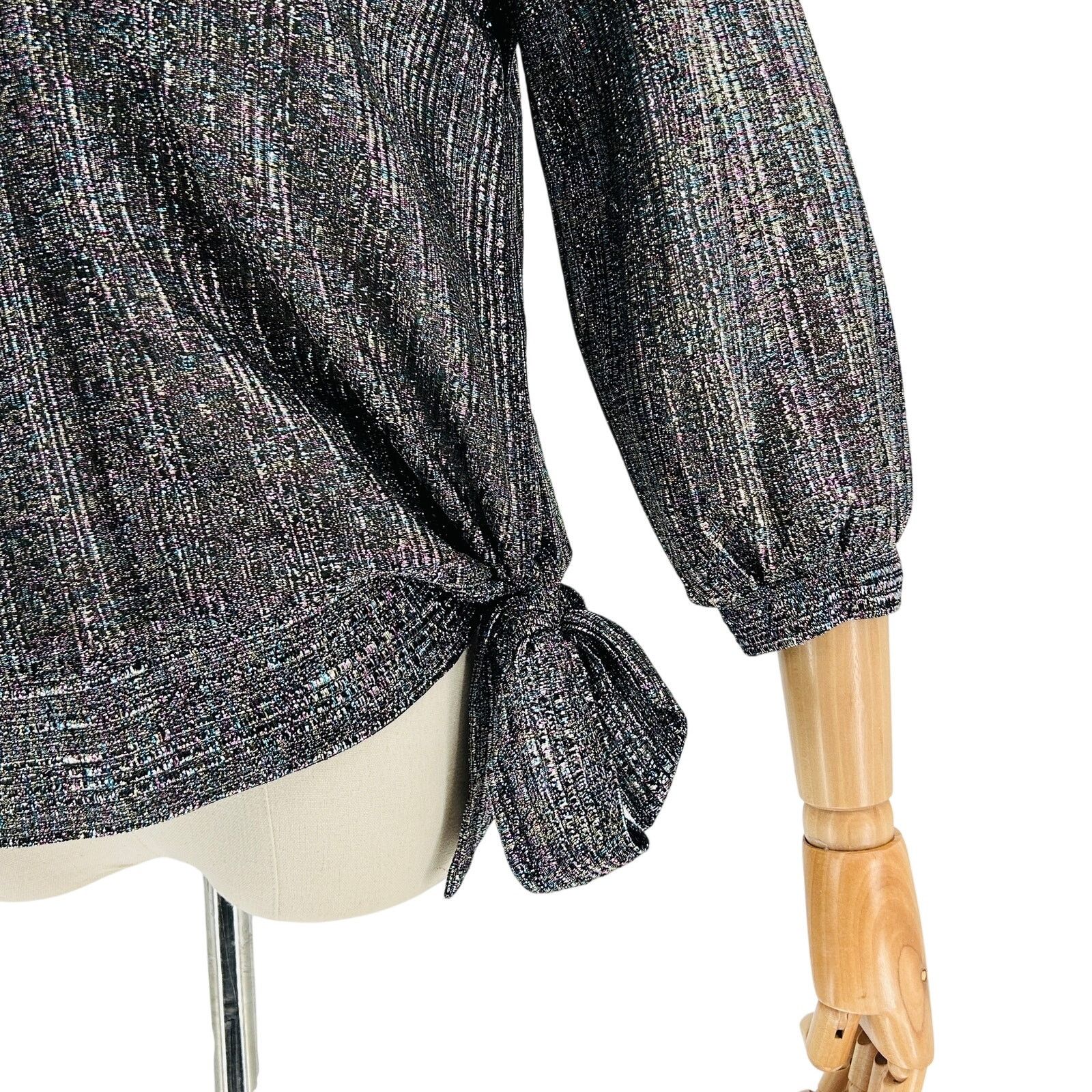 Vintage Vintage 80s Rainbow Metallic Lurex Cowl Neck Side Tie Top Size S / US 4 / IT 40 - 4 Thumbnail
