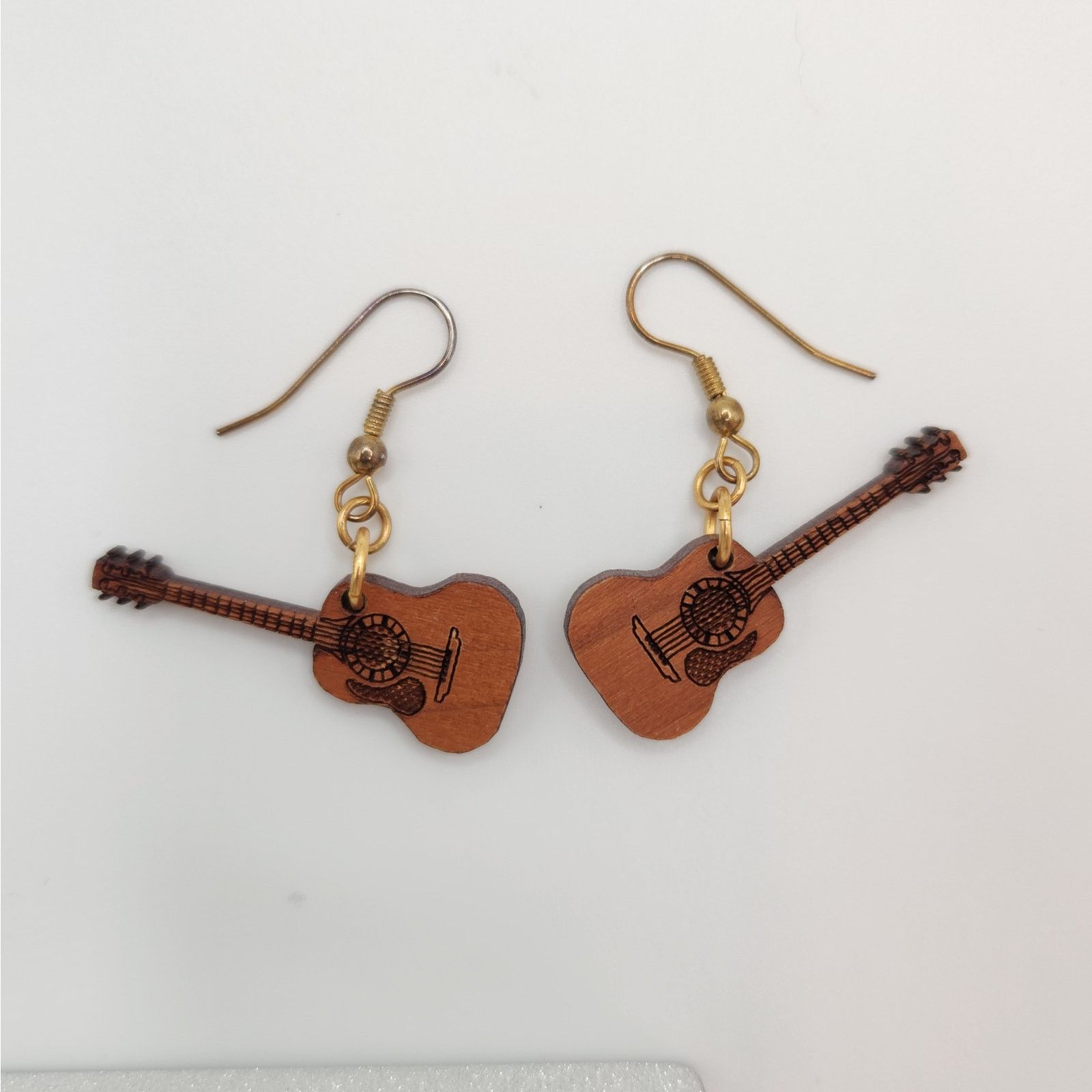 Other Brown Wooden Guitar Hook Earrings Size ONE SIZE - 5 Thumbnail