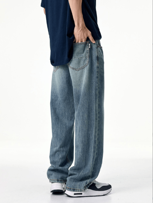 Japanese Brand × Jean Men's washed wide-leg vintage loose straight jeans Size US 32 / EU 48 - 4 Thumbnail