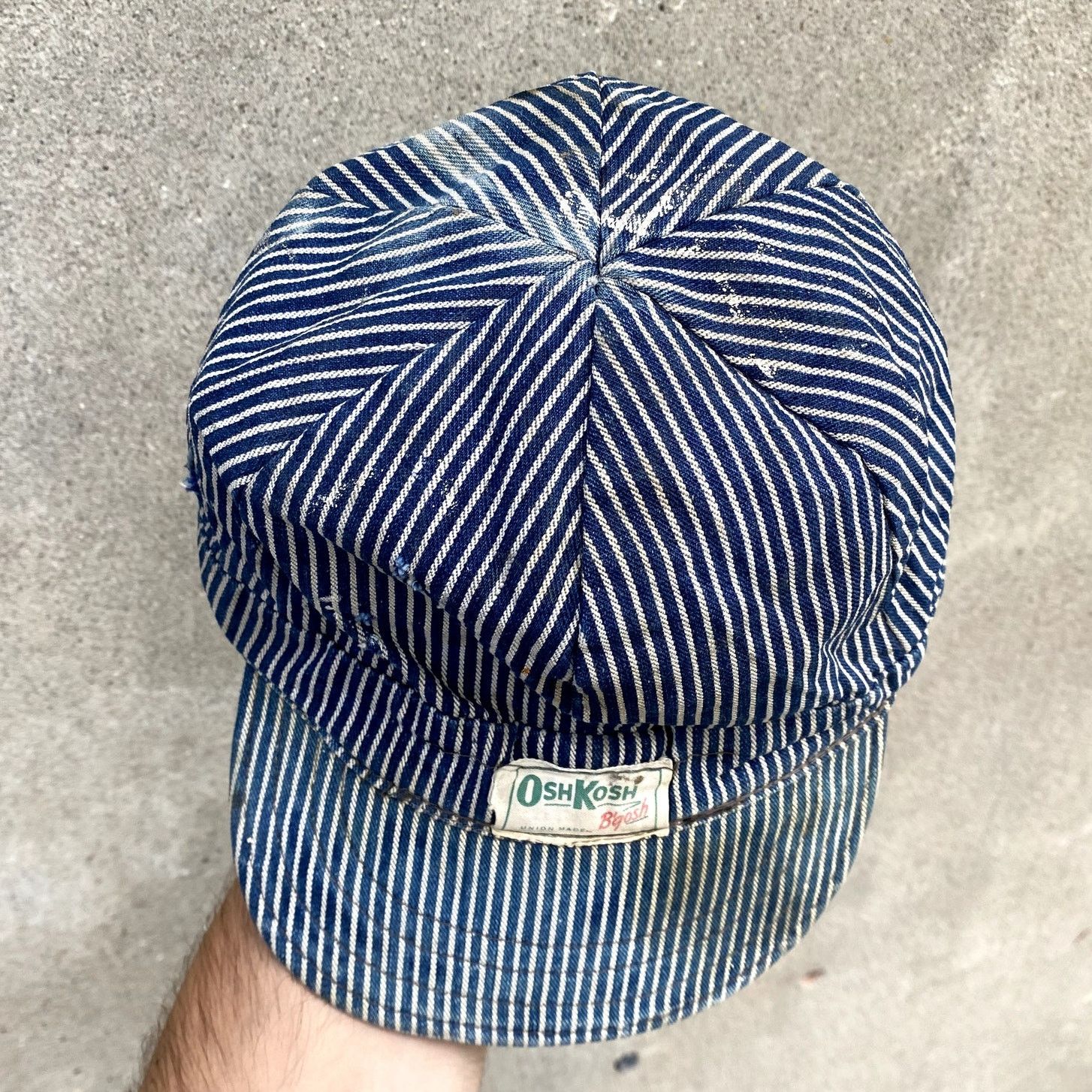 Vintage Oshkosh 50s Hickory Stripe Railroad Work Cap in Blue, Men's — image 4 of 6