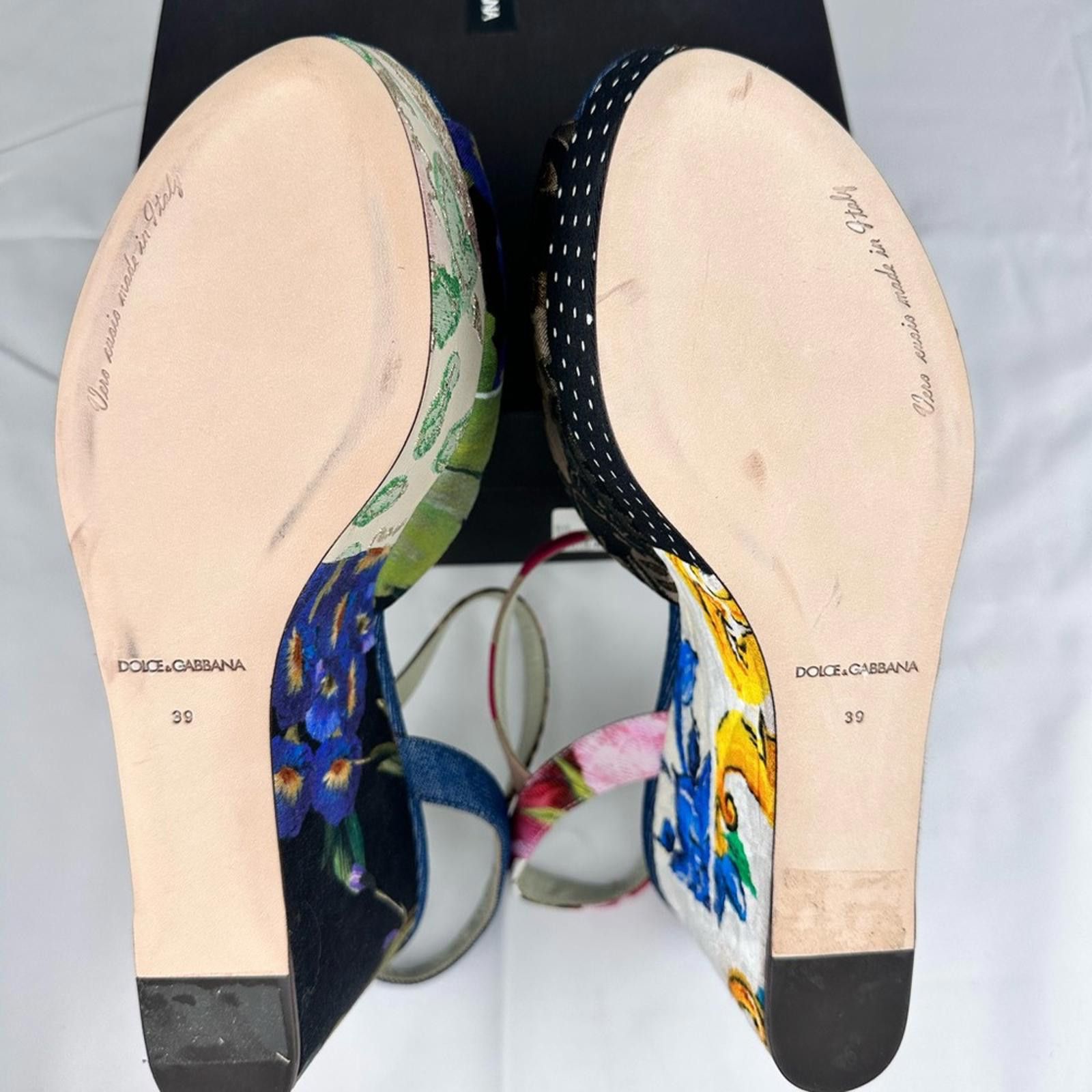 Dolce & Gabbana Multicolor Patchwork Platform Wedge Denim Sandals EU 39 New Size US 9 / IT 39 - 6 Thumbnail