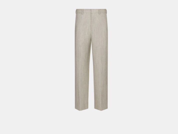 Dior o1w1db11224 Wool Twill Cotton Chevrons Pant in Beige Size US 30 / EU 46 - 1 Thumbnail