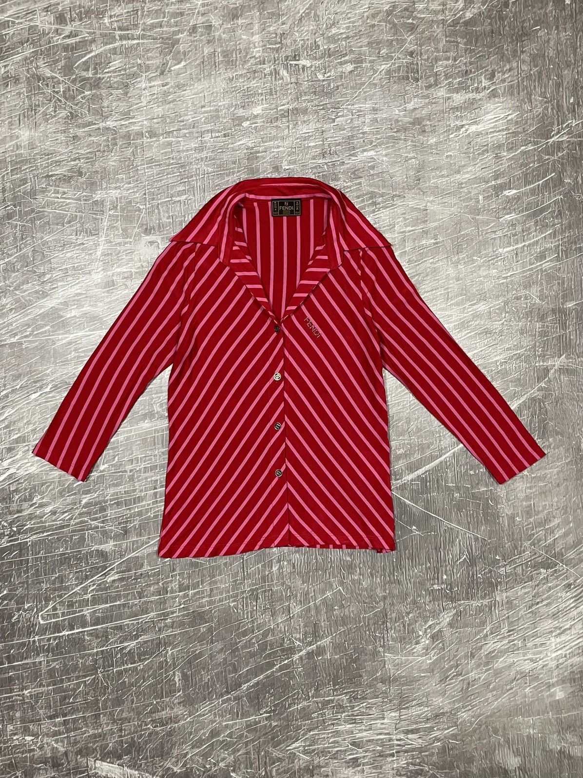 image of Fendi Vintage Rhinestones Logo Retro Shirt 90's Luxury in Red, Women's (Size Small)