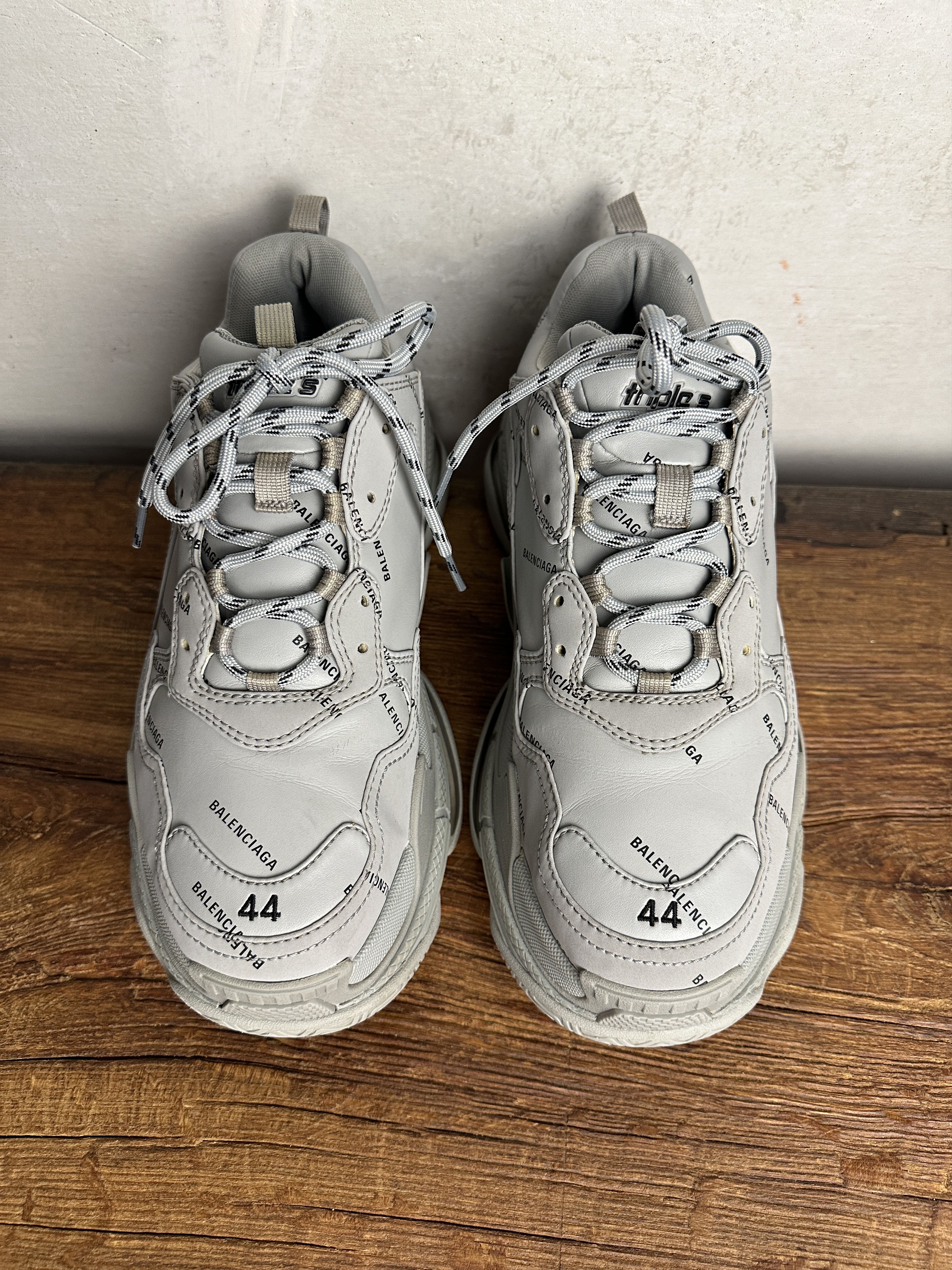Balenciaga Balenciaga All Over Logo Triple S Leather Free Sneaker Grey Size US 11 / EU 44 - 7 Thumbnail