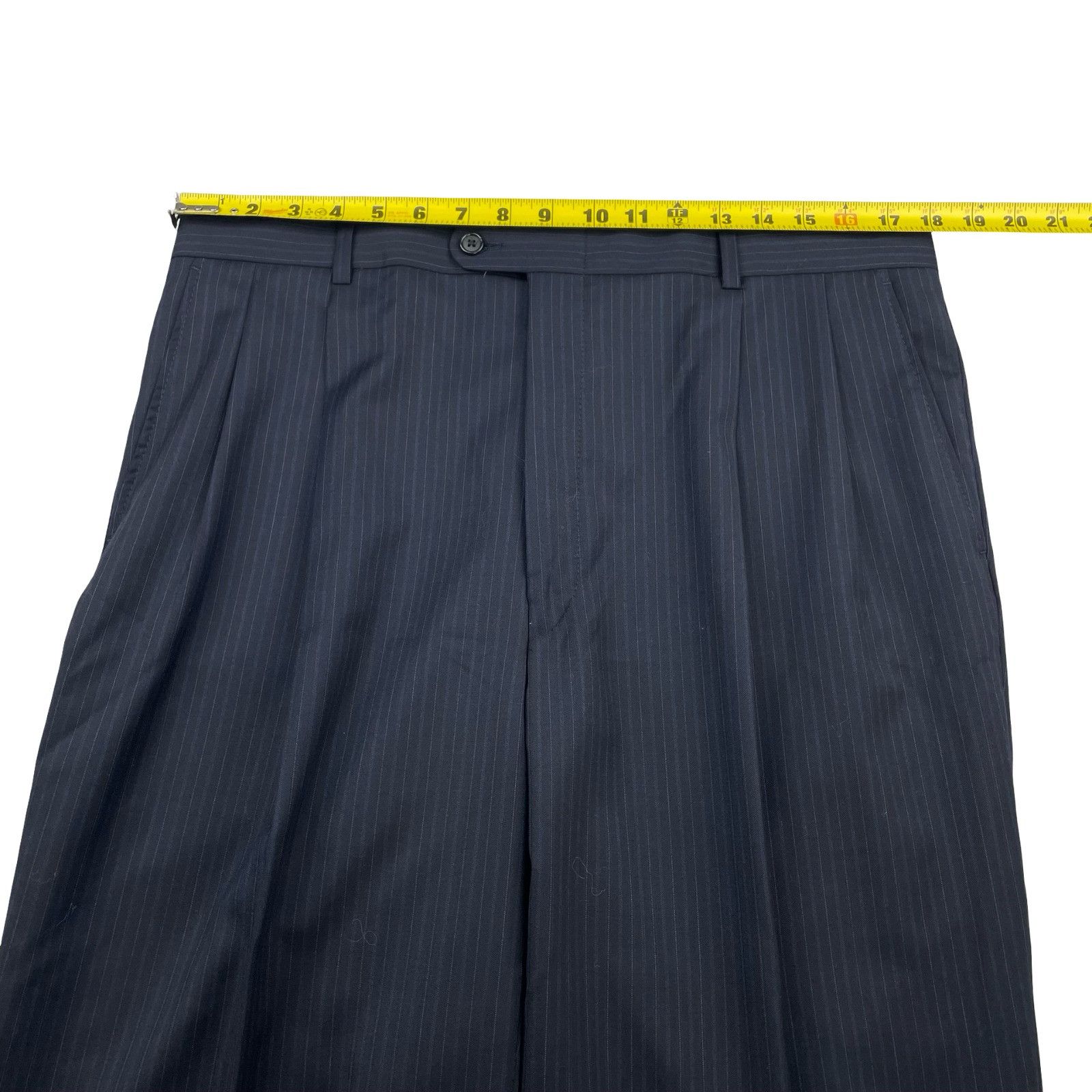 Hickey Freeman Hickey Freeman Men’s 100% Wool 2-Button Suit Navy Stripe • 4 Size 42L - 16 Thumbnail