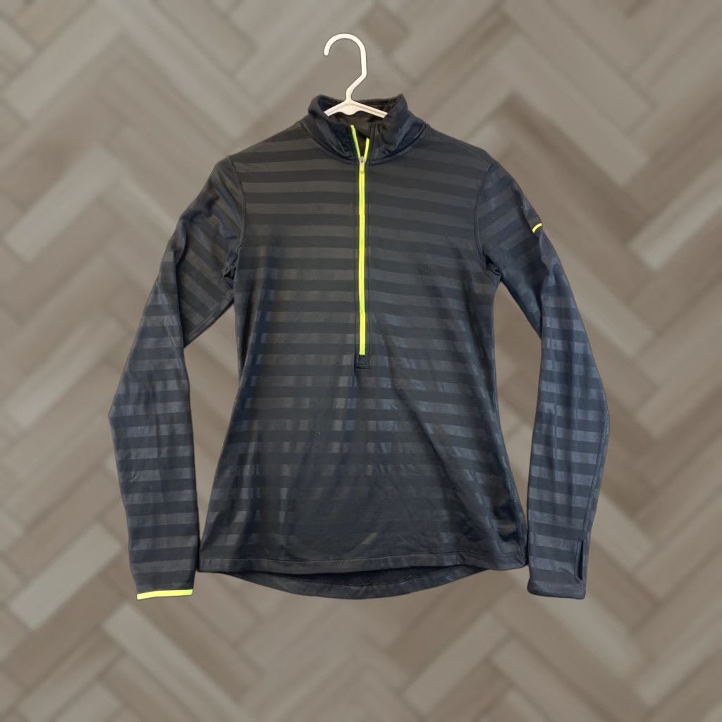 Nike VINTAGE? (No) Nike Dri-Fit Shirt Women M Athletic Full Zip Black Striped Long Sleeve /91-62 Size M / US 6-8 / IT 42-44 - 1 Thumbnail