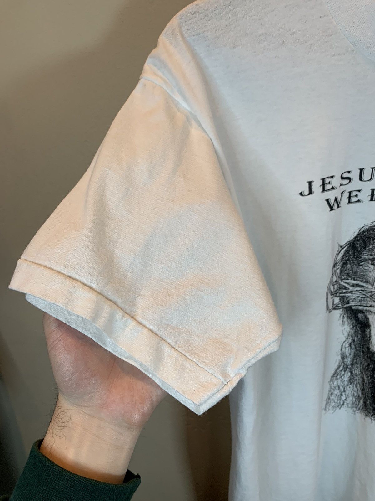 Vintage RARE* Vintage 90’s Jesus Wept Single Stitch Art Christ Shirt Size US L / EU 52-54 / 3 - 4 Thumbnail