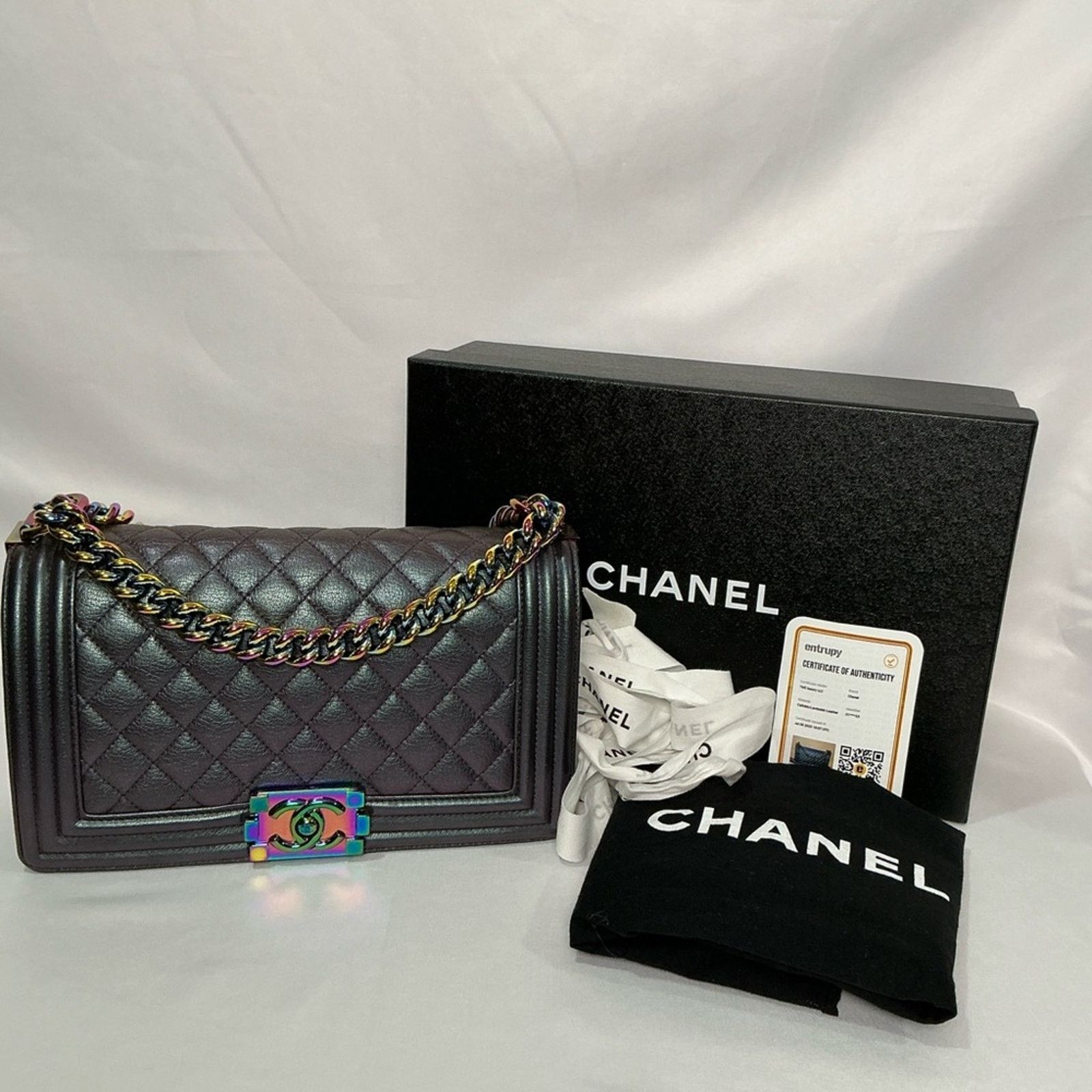 Chanel Chanel Purple Iridescent Mermaid Boy Flap Bag goatskin leath Size ONE SIZE - 16 Thumbnail
