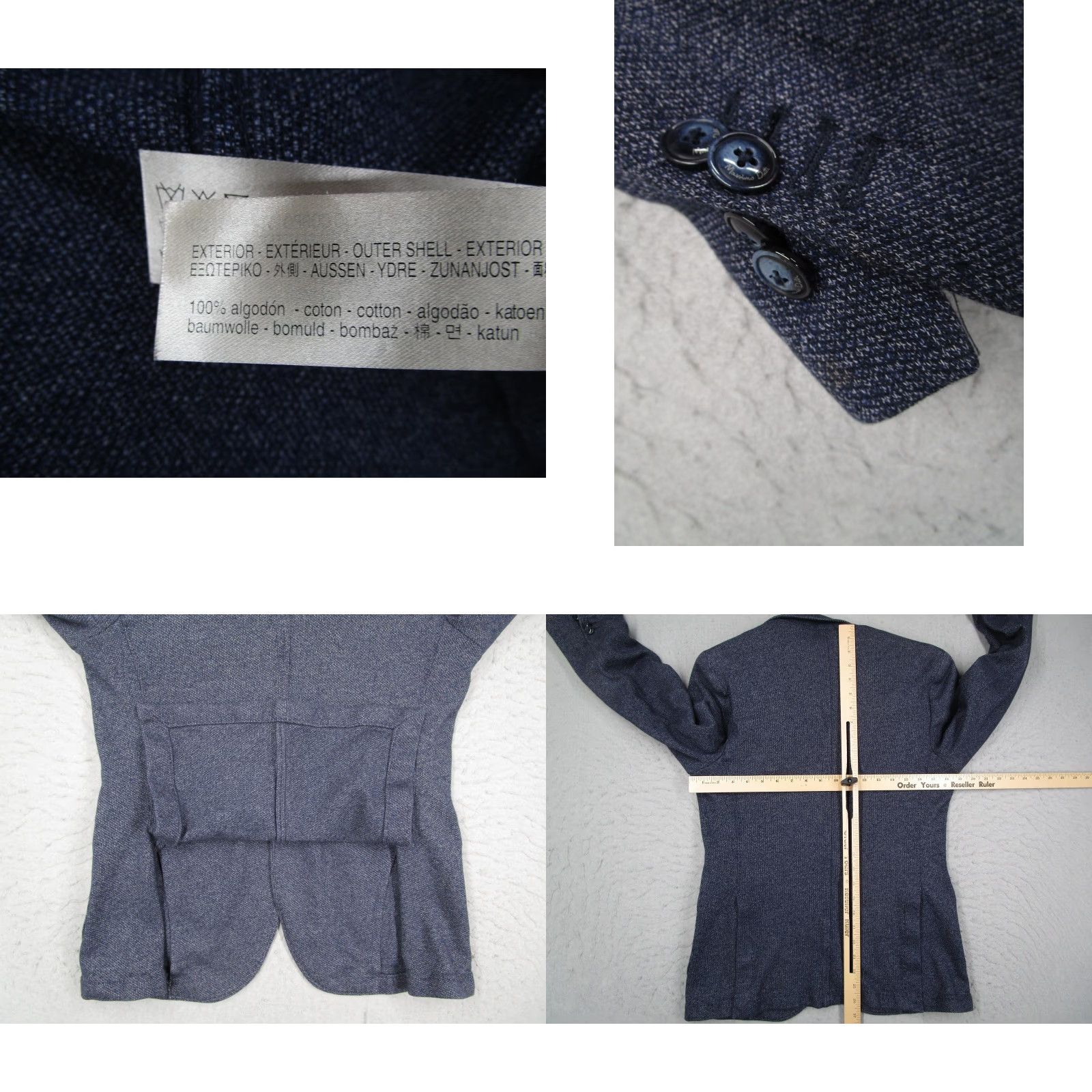 Massimo Dutti Massimo Dutti Mens Blazer Sport Coat Jacket Casual Blue Cotton Patch Pocket Single-Breasted Notch Lapel 40 Regular Mens Size 40R - 8 Thumbnail