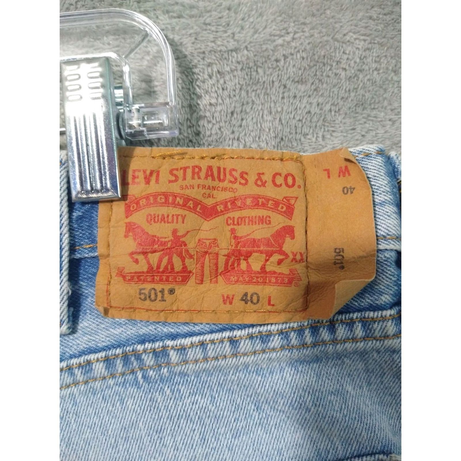 Levi's Levis 501 XX Shorts Mens 40 Blue Denim High Rise Button Fly Light Wash Stretch Bermuda Pocket 5-Pocket-Cotton Denim Navy Blue Casual Mens Size US 40 / EU 56 - 7 Thumbnail