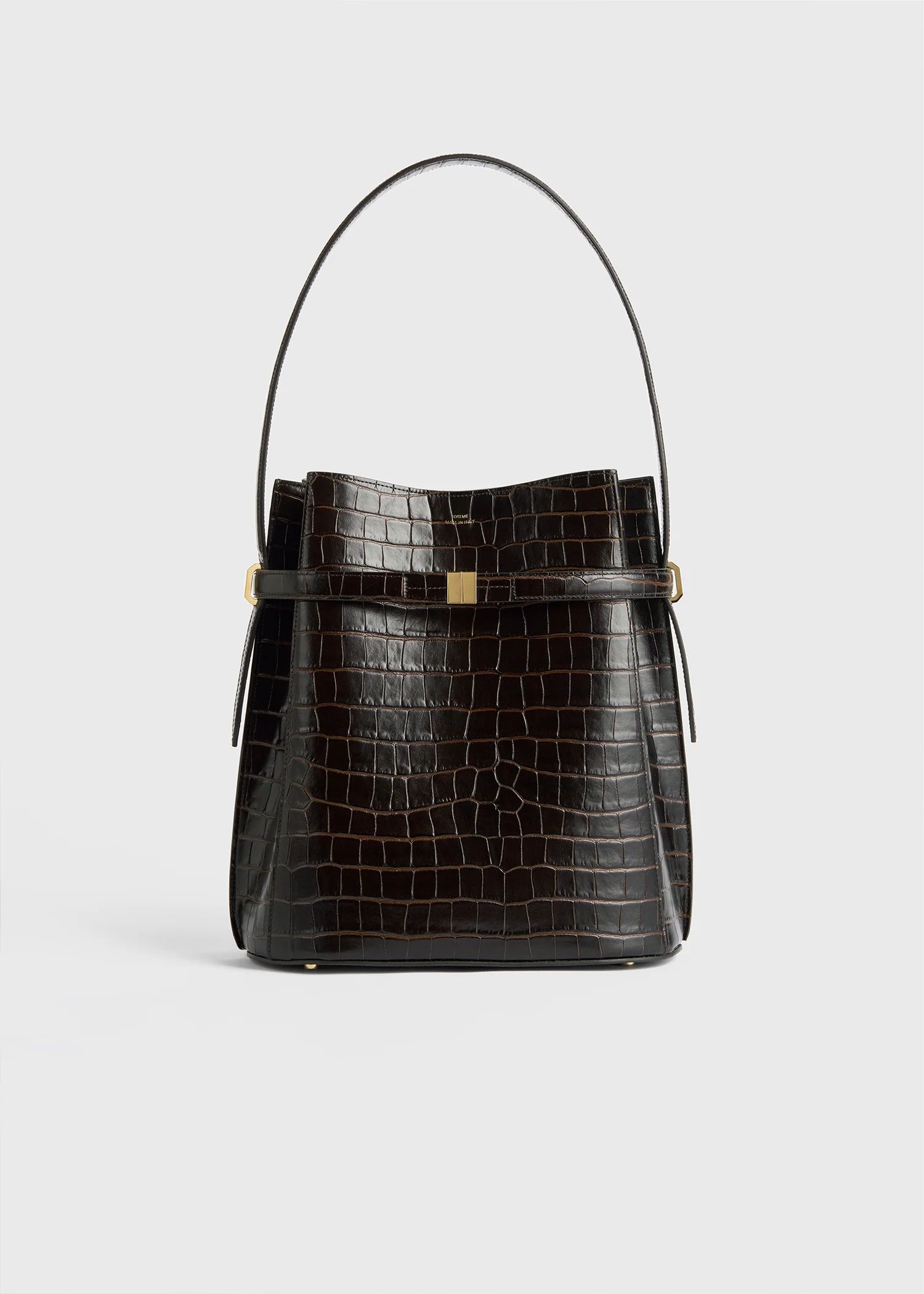 Toteme Belted Croco-Embossed Bucket Bag Crossbody Bag in Brown, Women's