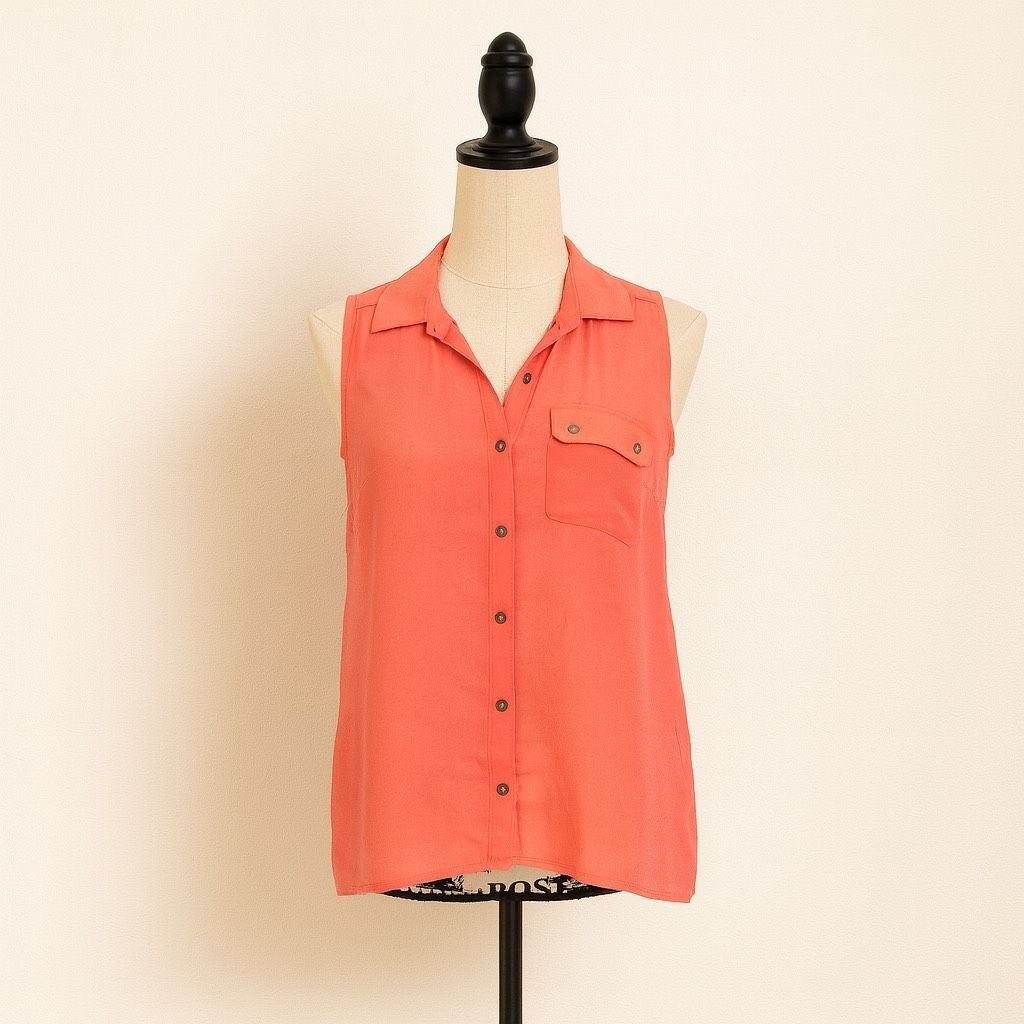 Other Tramp Coral Sleeveless High-Low Button Down Blouse | Size S Size S / US 4 / IT 40 - 1 Thumbnail