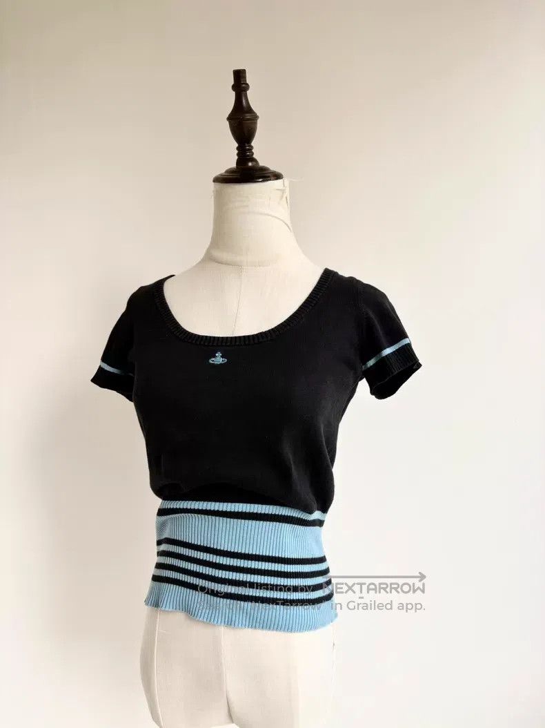 Vivienne Westwood Vivienne Westwood Navy Blue and Black Striped Knitted Shor Size M / US 6-8 / IT 42-44 - 2 Thumbnail