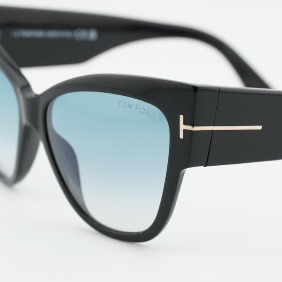 Tom Ford Tom Ford Anoushka FT0371 01B Sunglasses Shiny Black Cat Eye Size ONE SIZE - 8 Thumbnail