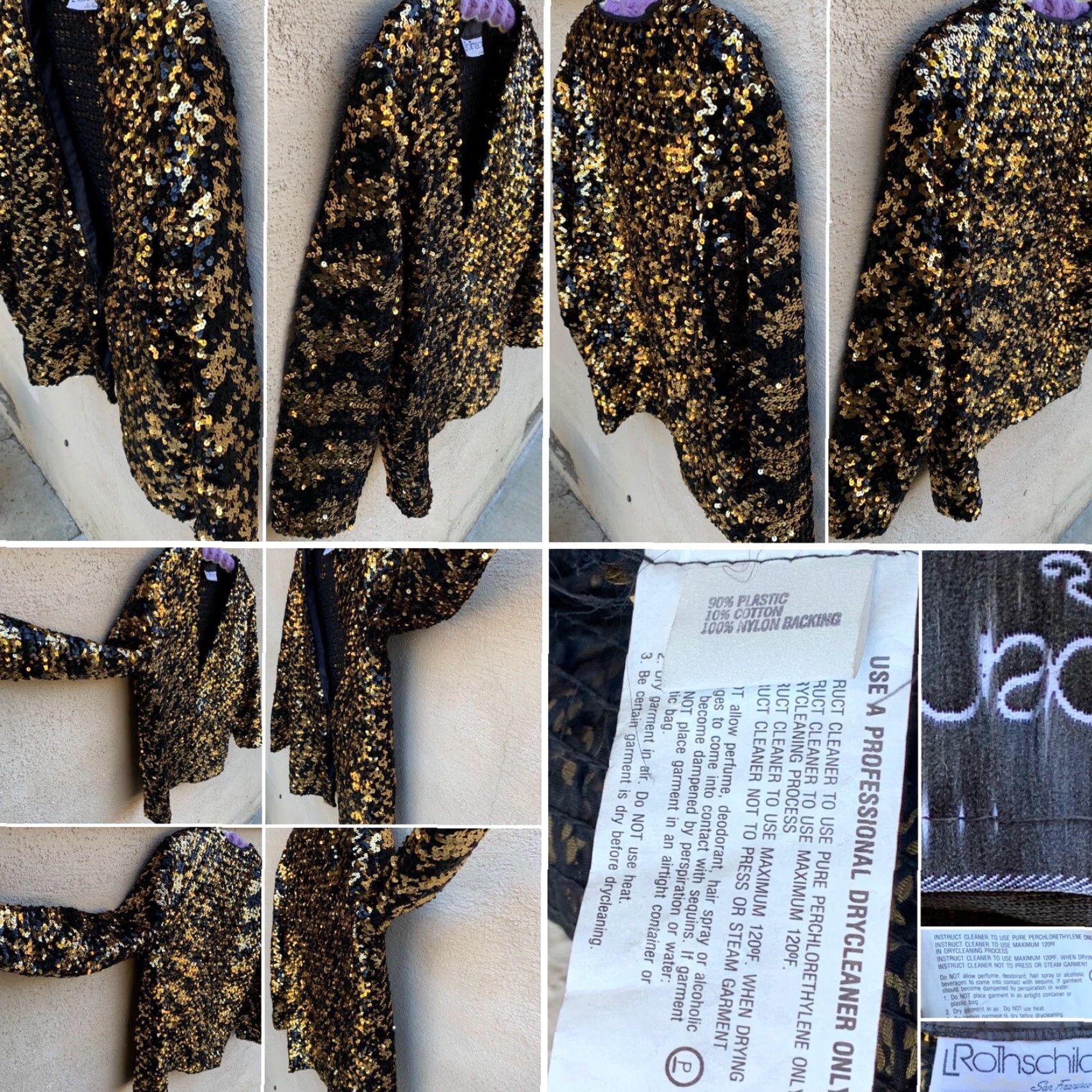 Vintage VINTAGE L Rothschild Sequin Jacket Black & Gold M/L San Francisco 80s Disco Womens Size M / US 6-8 / IT 42-44 - 4 Thumbnail