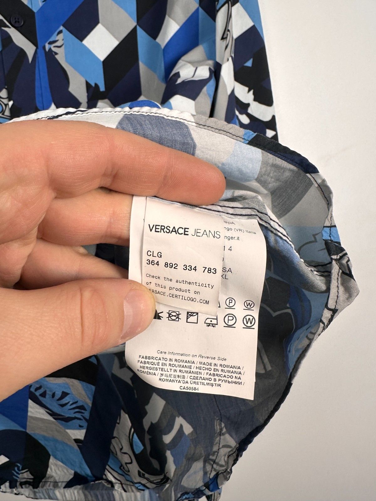 Versace Versace Jeans Print Shirt Button Down Blue Mens Size XL Size US XL / EU 56 / 4 - 5 Thumbnail