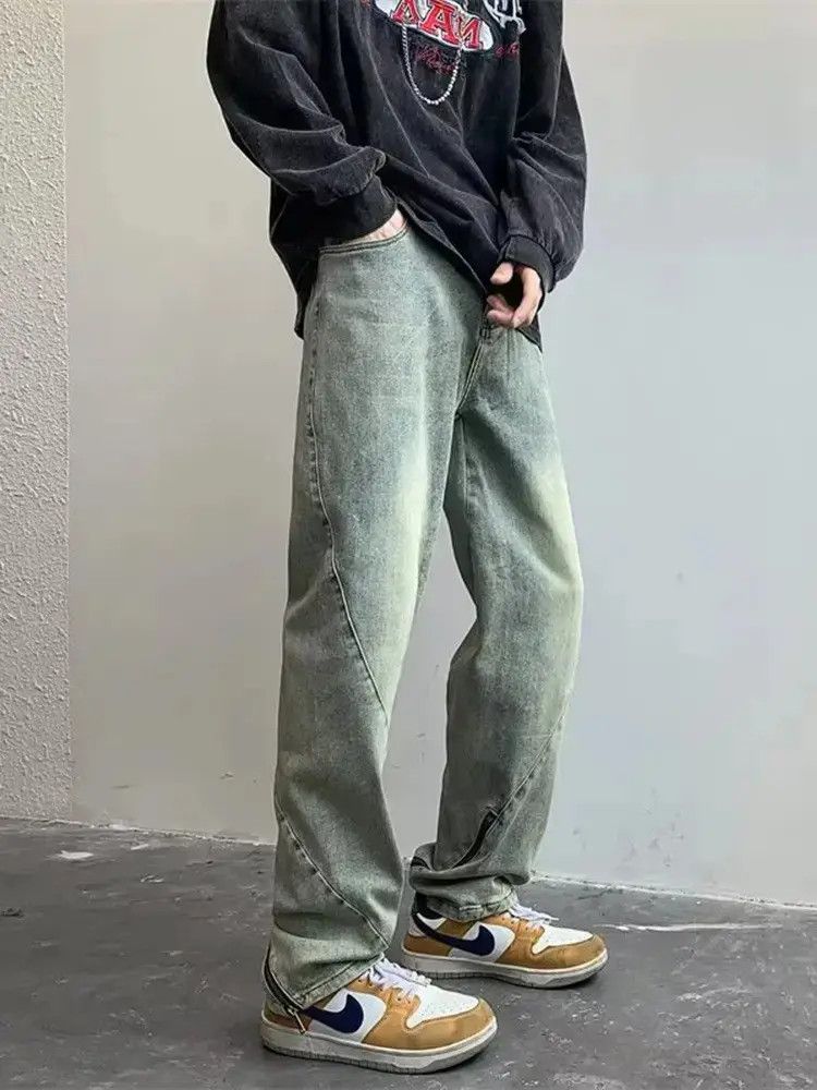 Japanese Brand Retro zipper micro flared straight leg jeans Size US 32 / EU 48 - 1 Thumbnail