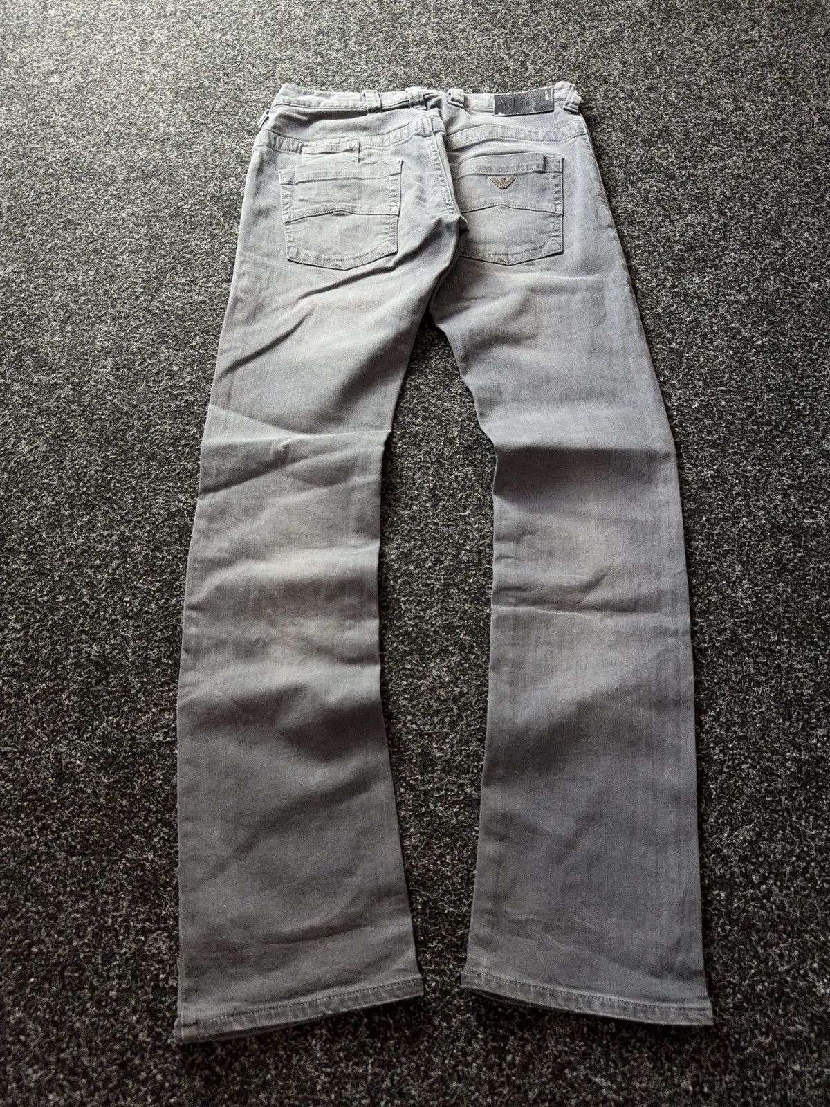 Armani 00s Armani Jeans AJ Distressed Faded Grey Slim Y2K Denim Size 28" / US 6 / IT 42 - 14 Thumbnail