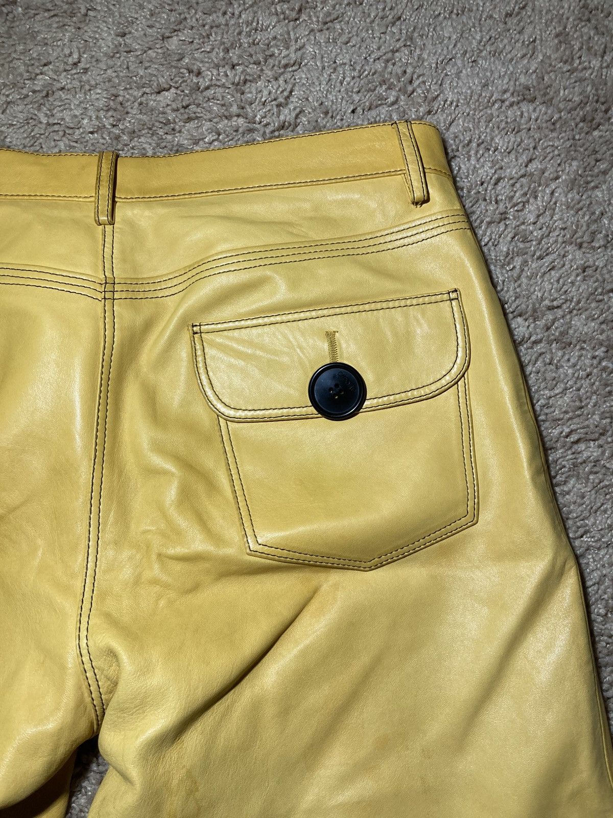 Wales Bonner AW18 Wales Bonner Leather Yellow Pants 2018 WB Jeans Creole Size US 28 / EU 44 - 14 Thumbnail