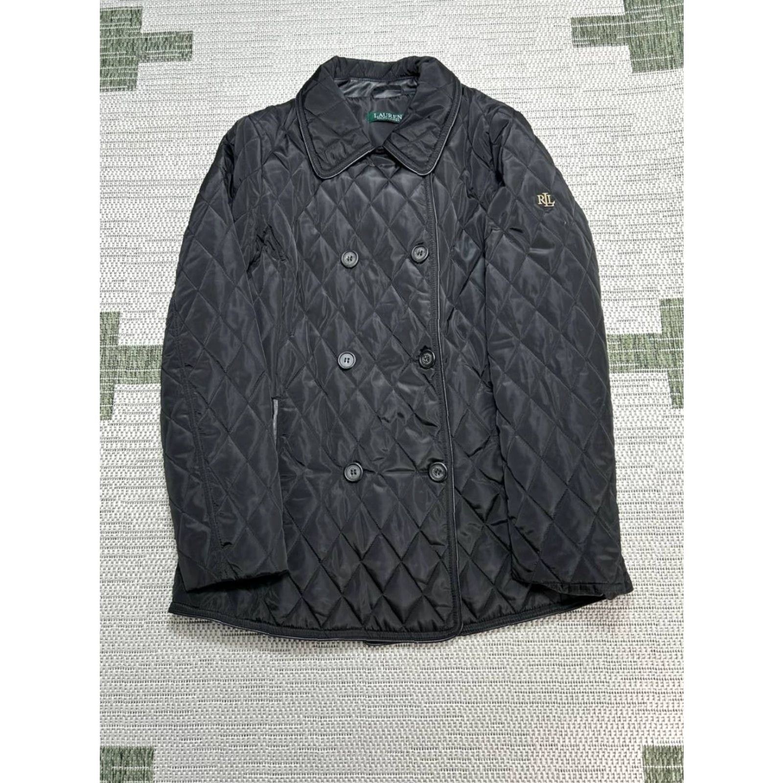 Ralph Lauren Lauren Ralph Lauren Peacoat Womens Small Black Quilted Diamond Double Breasted Coat S Black Womens Pea Coat Size S / US 4 / IT 40 - 2 Thumbnail