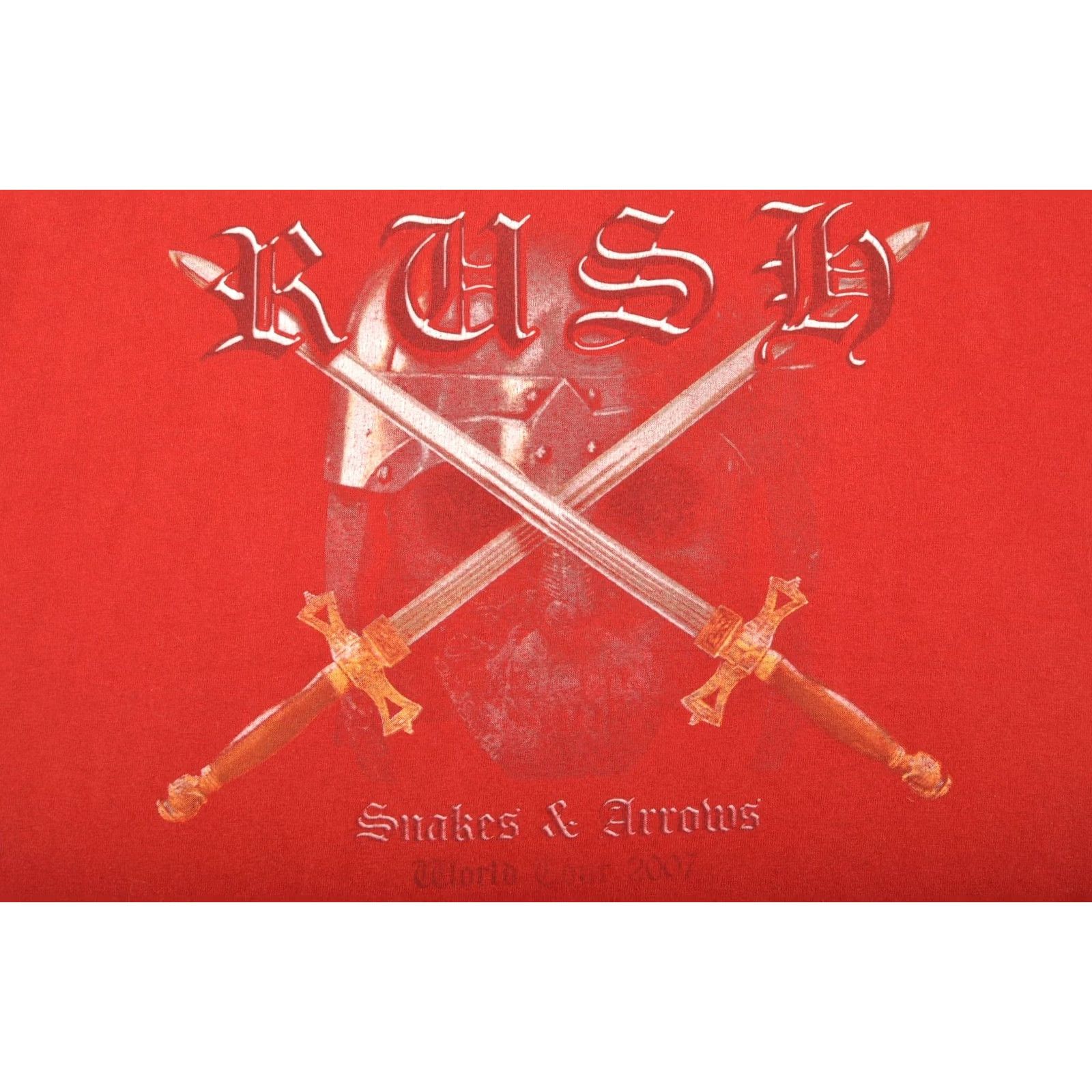 Gildan Gildan Rock T-Shirt Tee World Tour 2007 Snakes & Arrows XL Red Mens VINTAGE Size US XL / EU 56 / 4 - 2 Thumbnail