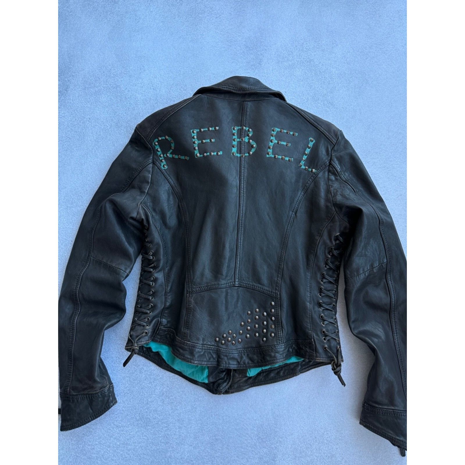 Vintage VTG Freaky Nation Rebel Biker Woman Leather Jacket Size L / US 10 / IT 46 - 14 Thumbnail