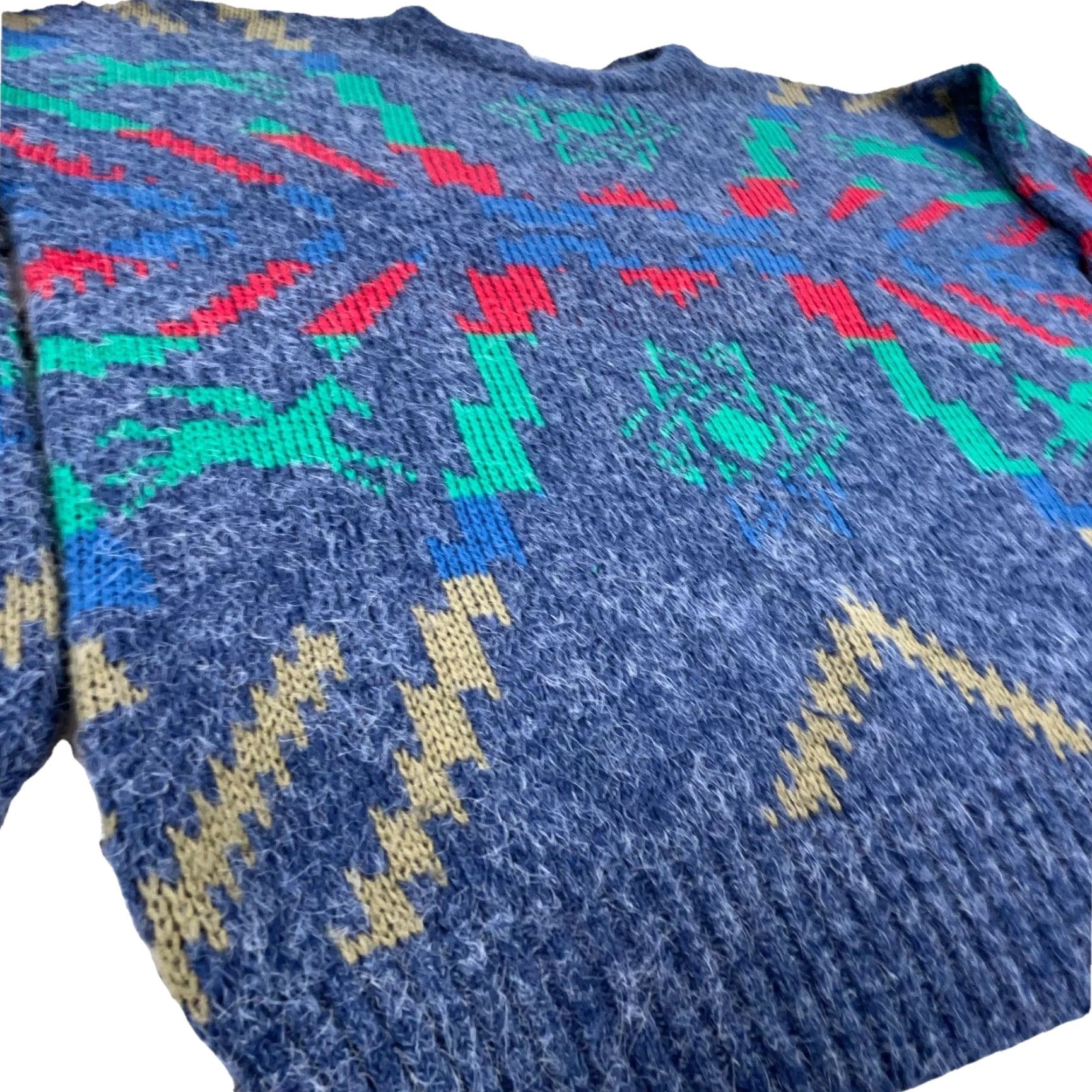 Vintage VINTAGE Sweaters Crew Neck Heavy Knit Pullover Sweater Men Large Blue Aztec Tribal Geometric Modern Size US L / EU 52-54 / 3 - 5 Thumbnail
