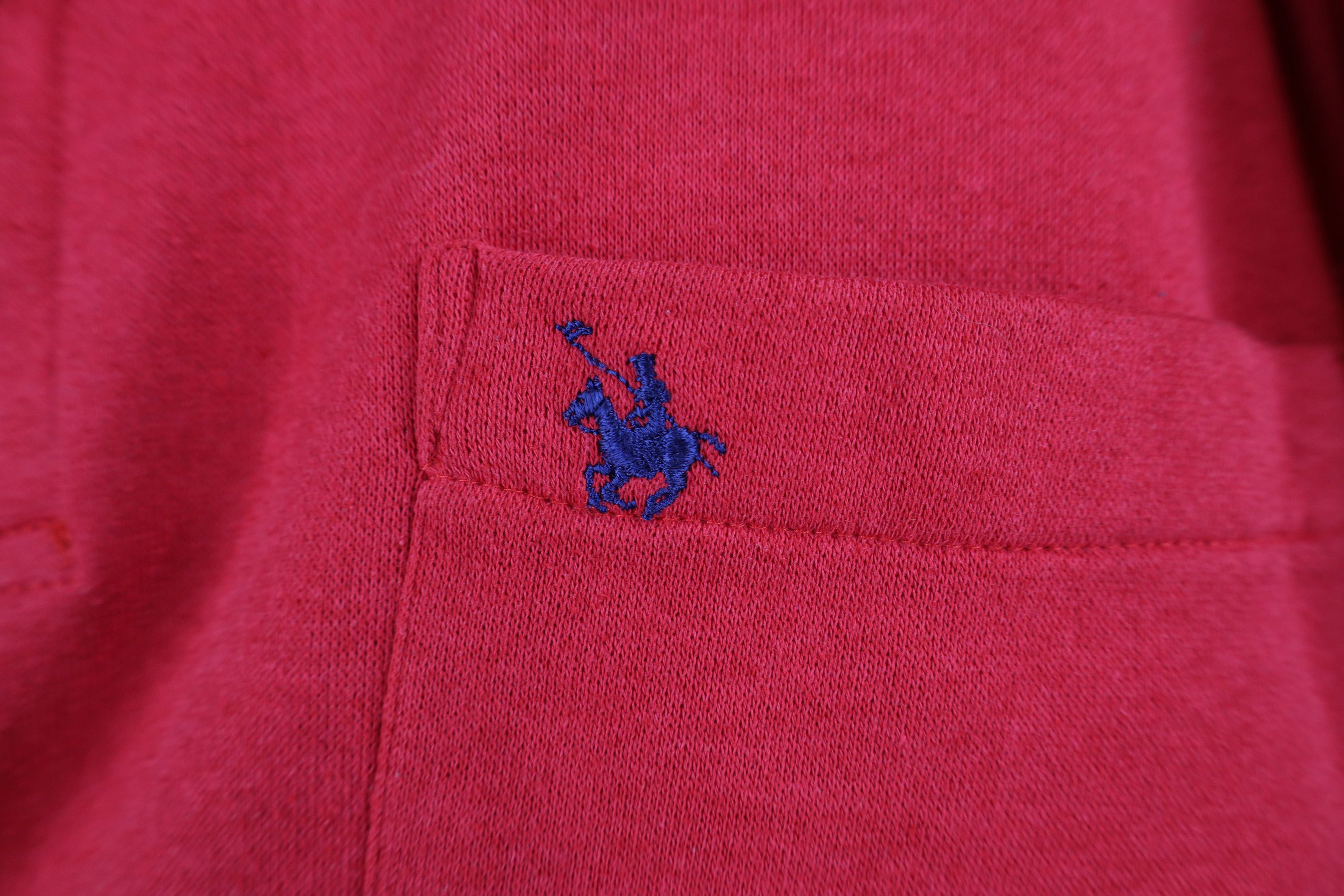 Vintage Vintage 90s Streetwear Faded Heavy Collared Sweatshirt Red Size US L / EU 52-54 / 3 - 4 Thumbnail