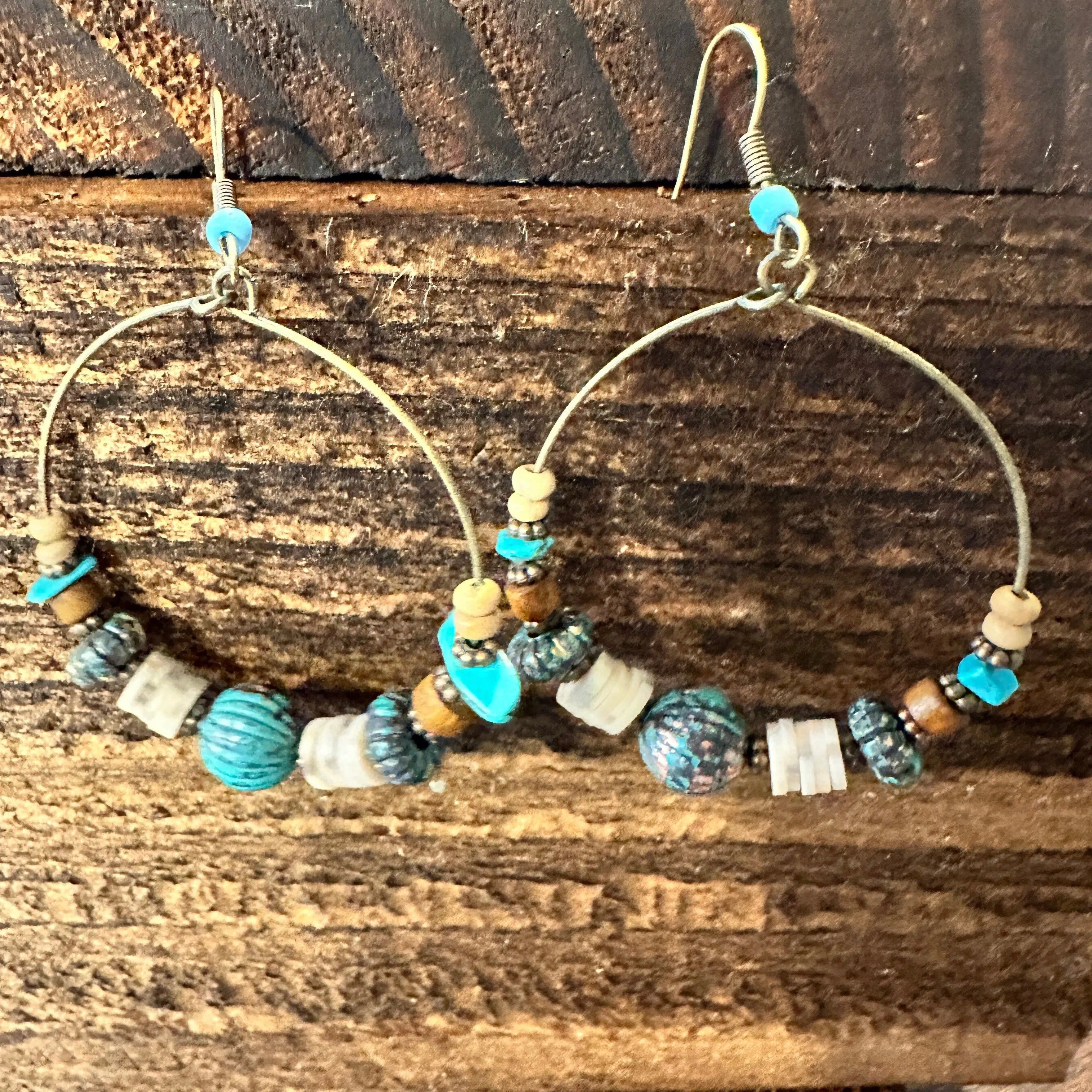 Other Handmade Western Hippie Copper Wire Turquoise Wooden Beads D Size ONE SIZE - 1 Thumbnail