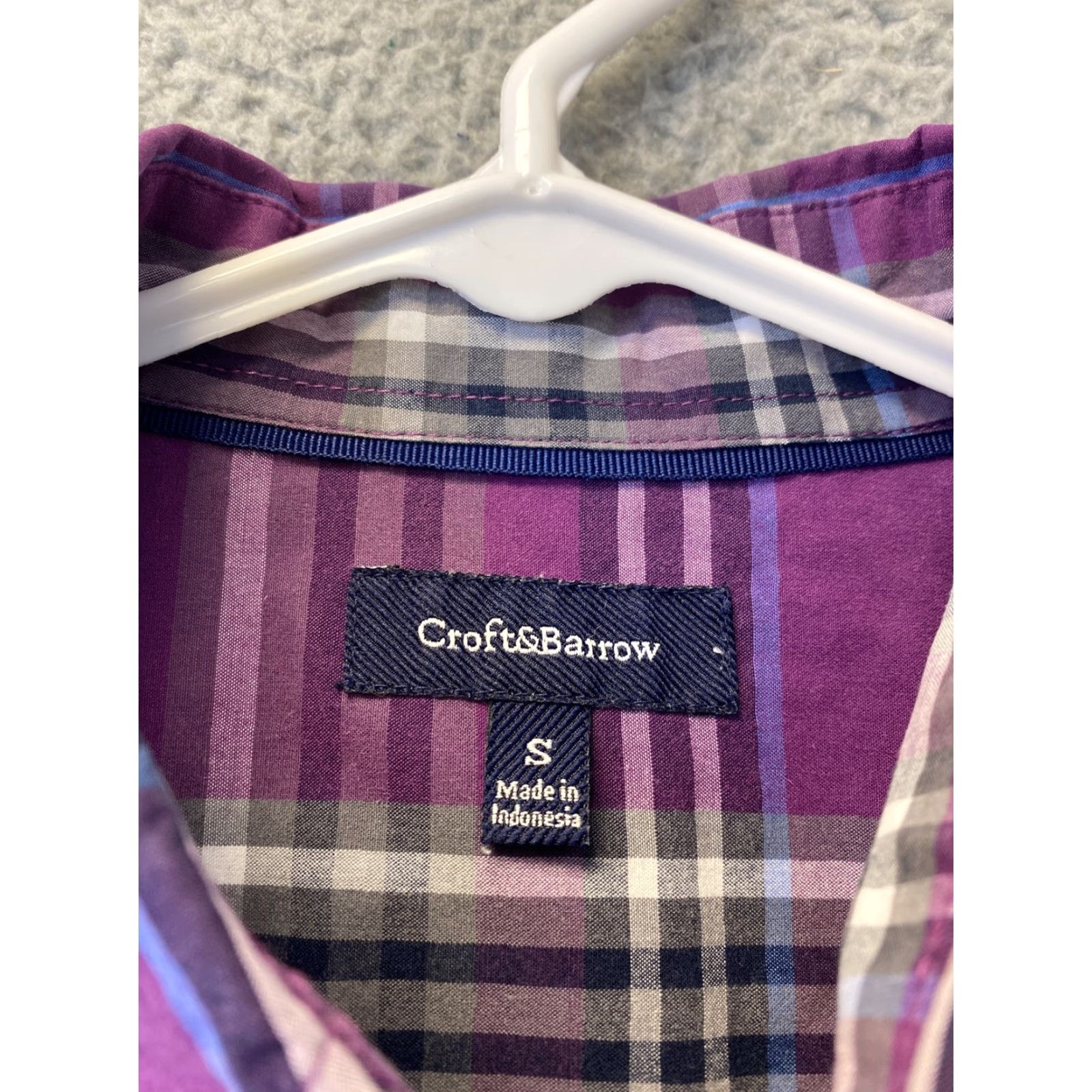 Croft & Barrow Croft & Barrow Croft Barow Shirt Mens S Purple Blue Plaid Button-Up Adult 39-68 Regular Button Size US S / EU 44-46 / 1 - 4 Thumbnail