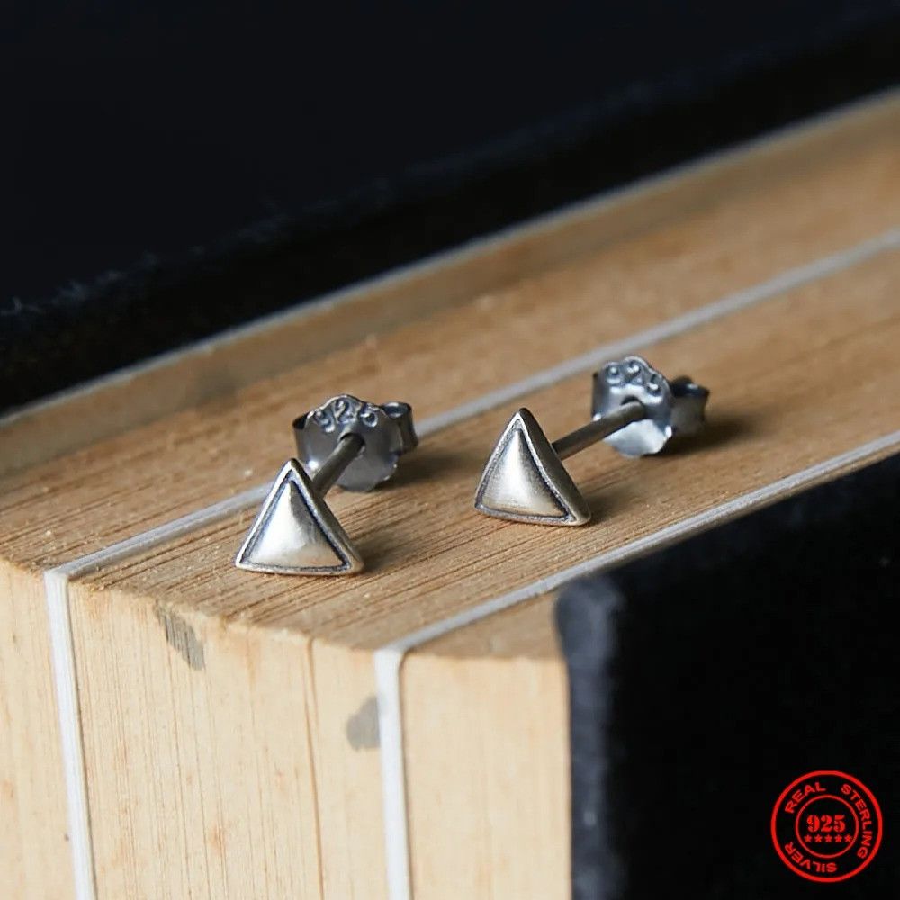 Jewelry Tiny Triangle Stud Earrings 925 Sterling Silver Ear Gift Size ONE SIZE - 2 Thumbnail