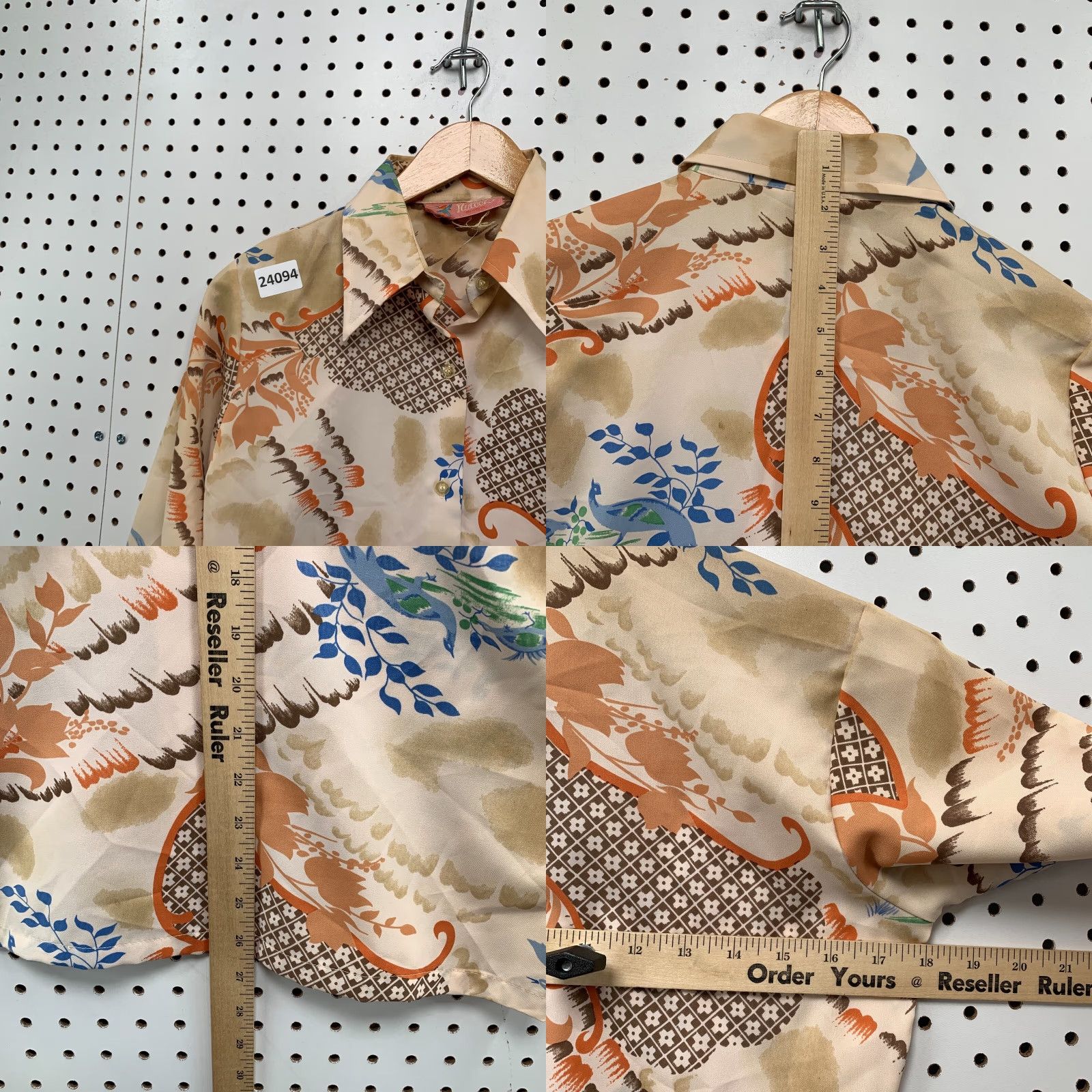 Vintage VINTAGE Nulook Women's Button-Up Shirt M Brown Japanese Koi Fish 70s Floral Pattern Size M / US 6-8 / IT 42-44 - 8 Thumbnail