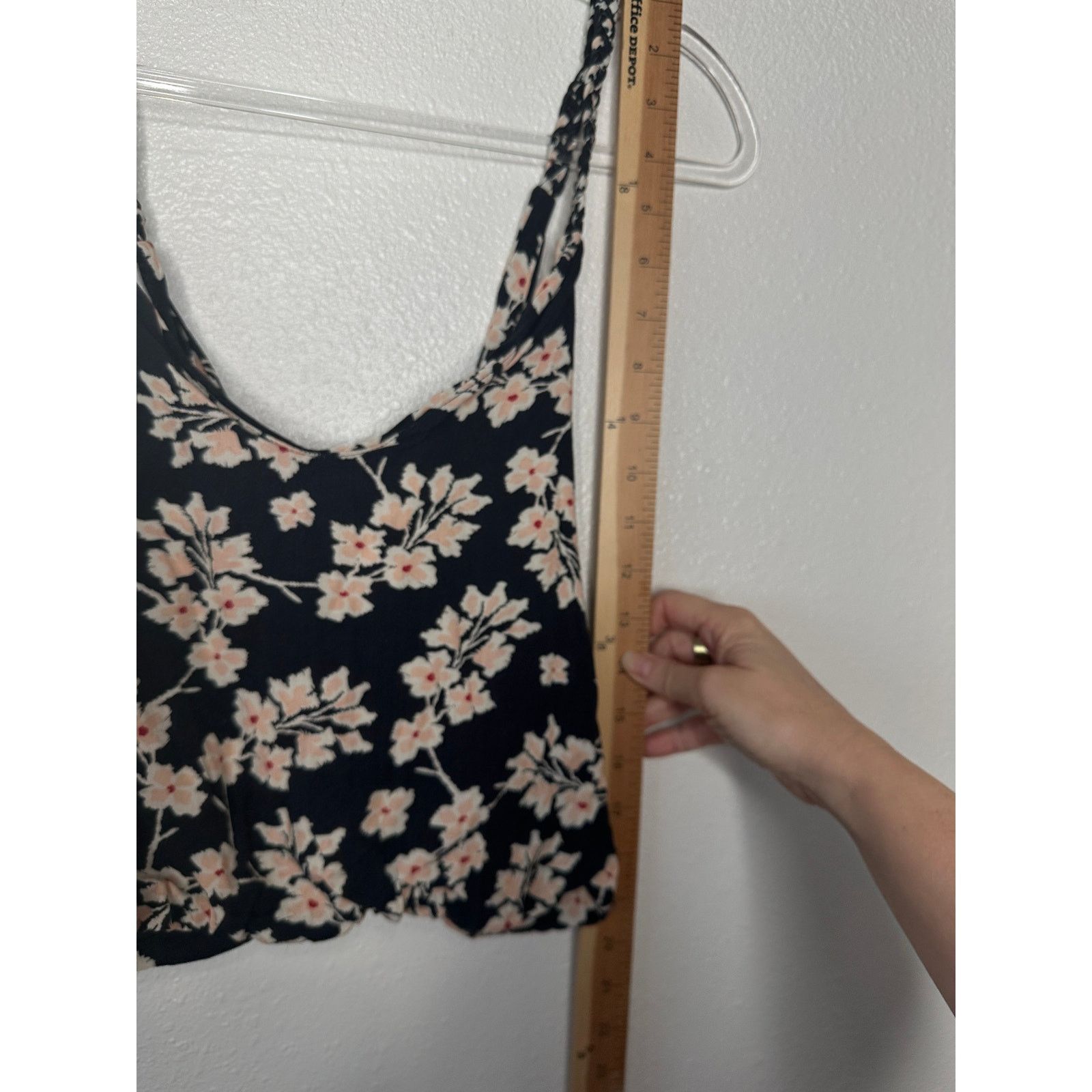 Other Boho Floral Braided Twist Back Tank Top Black Peach Linen Size XS / US 0-2 / IT 36-38 - 13 Thumbnail