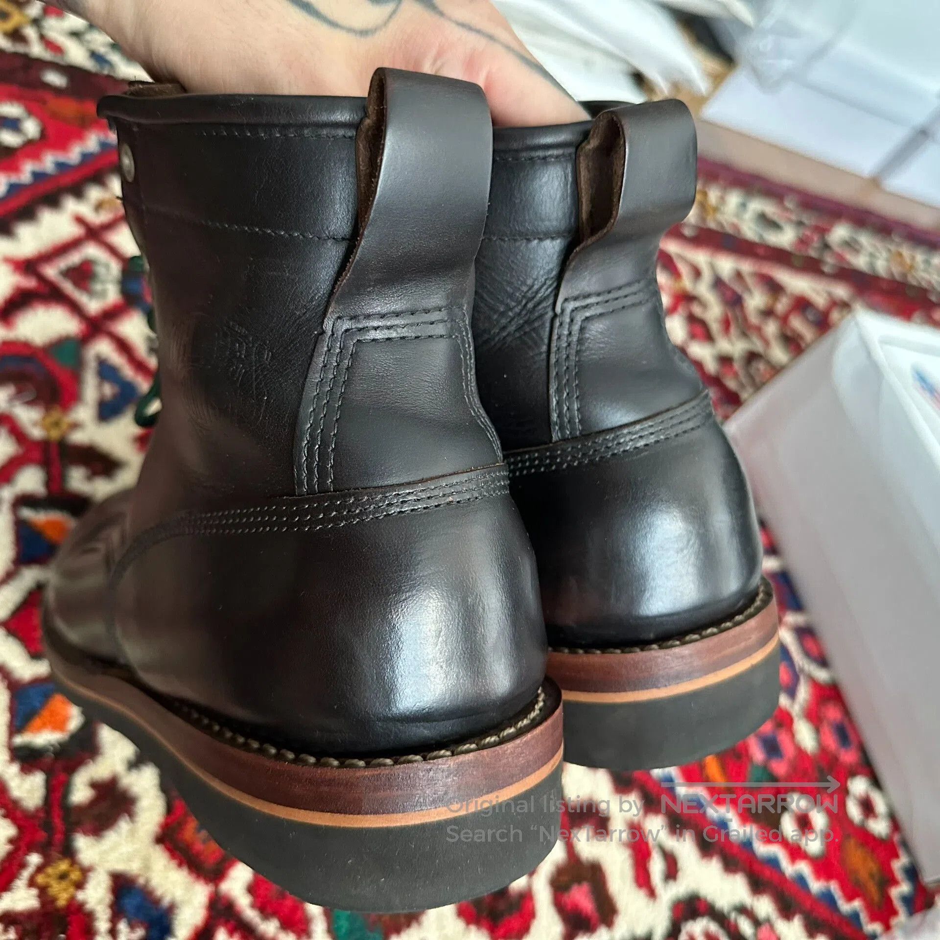 White's Boots Black Leather Boots with Green Laces. Size US 8.5 / EU 41-42 - 7 Thumbnail