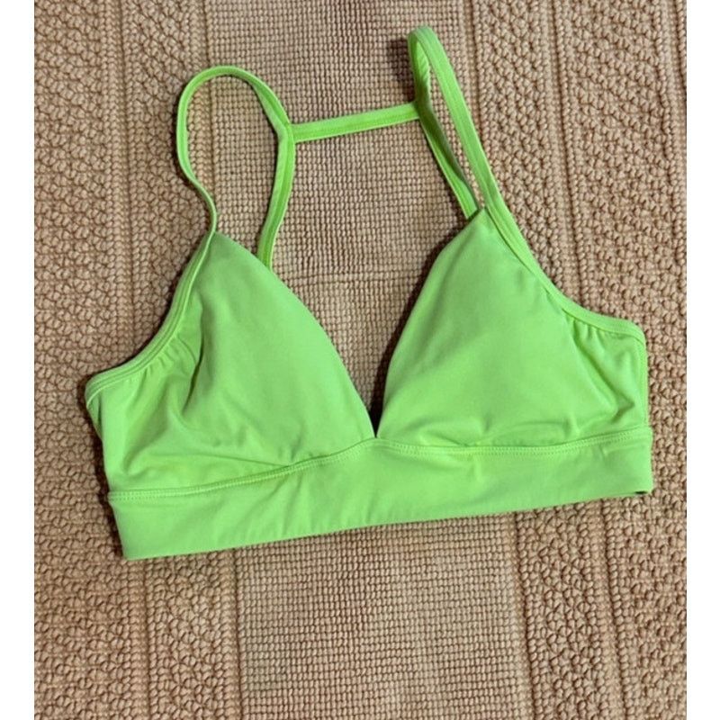 Tavi Lime Green Studio Bra Small Padded T-Back Yoga Top, Women's