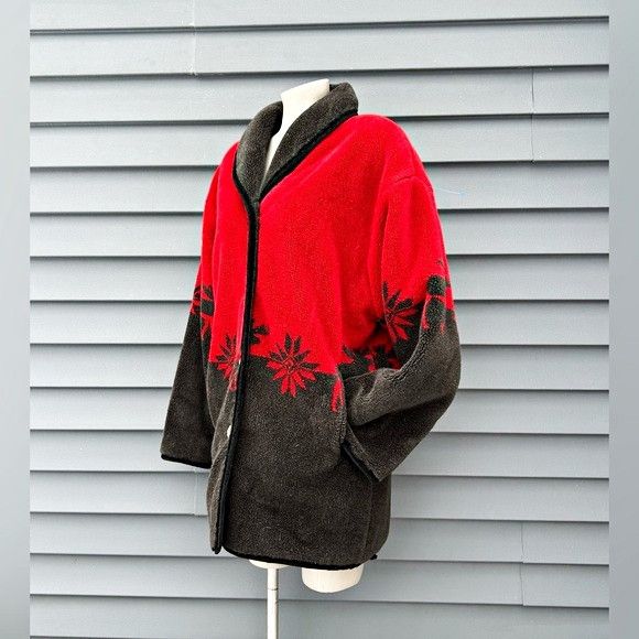 Other Nordic Lights Red Southwest Elk Reversible Fleece Jacket Size L / US 10 / IT 46 - 2 Thumbnail
