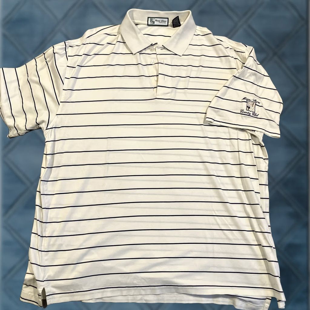 Vintage VINTAGE Miami Shores Country Club White Striped Golf Polo Shirt Men's XL Size US XL / EU 56 / 4 - 1 Thumbnail