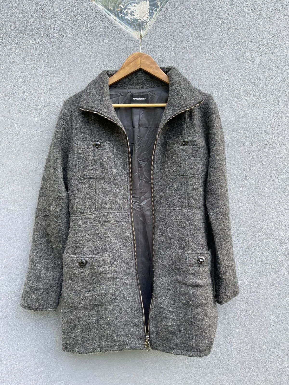 Designer Mayson Grey Wool-Blend Mid-Length Coat - Size 2 Size S / US 4 / IT 40 - 16 Thumbnail