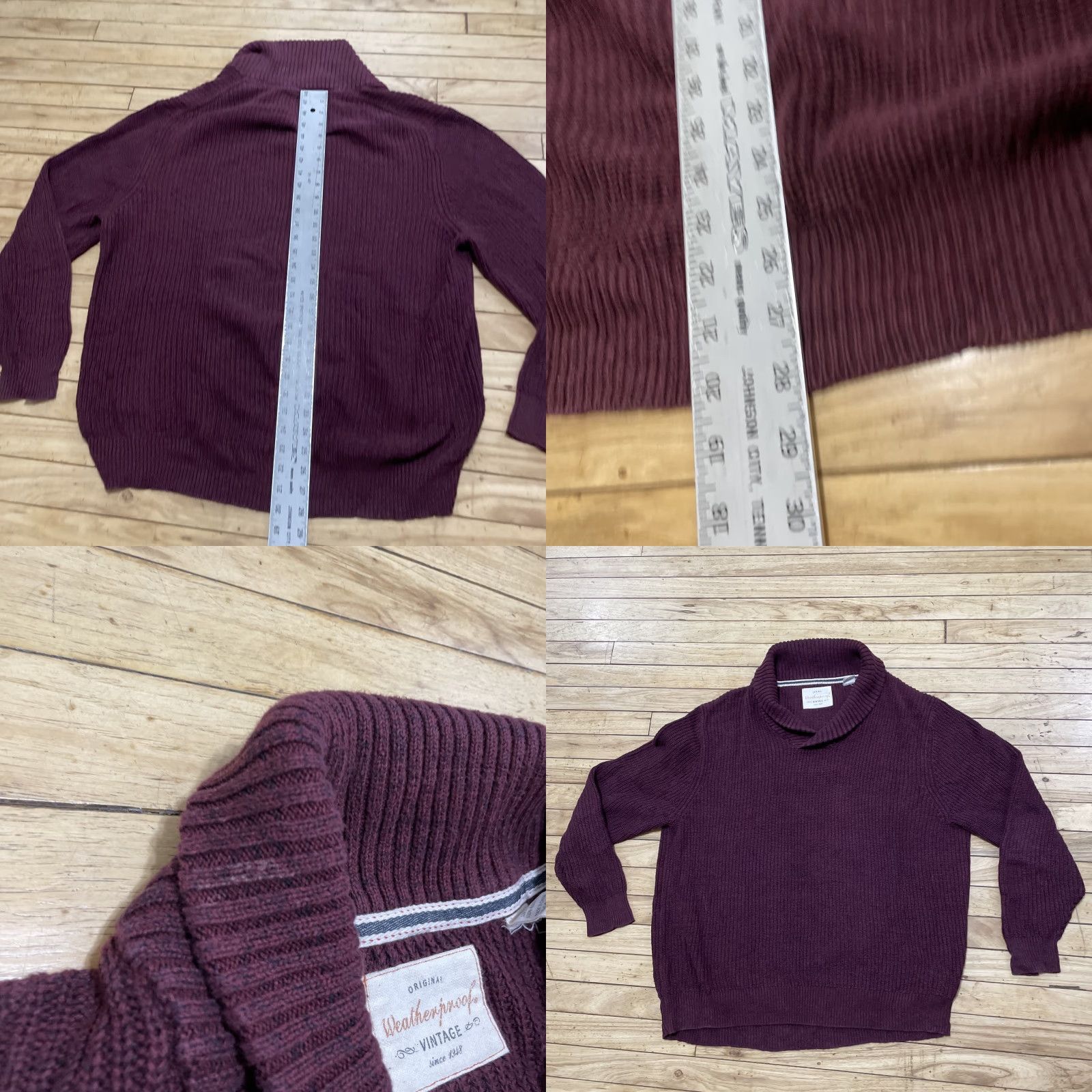 Weatherproof VINTAGE Weatherproof Sweater Men 2XL Pullover Cowl Maroon Heavyweight Knitted Knit Winter Casual Mens Size US XXL / EU 58 / 5 - 8 Thumbnail