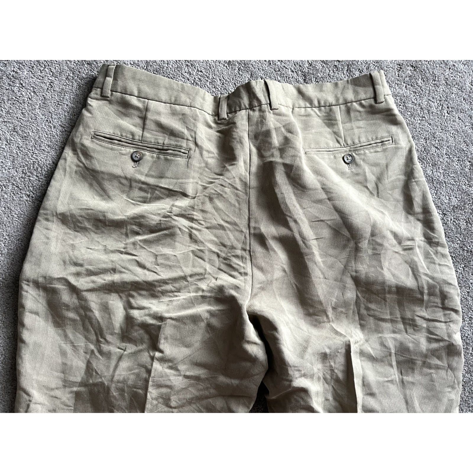 Liz Claiborne Claiborne Men's Rayon Blend Dress Pants 38x30 Beige Pleated Size US 38 / EU 54 - 4 Thumbnail