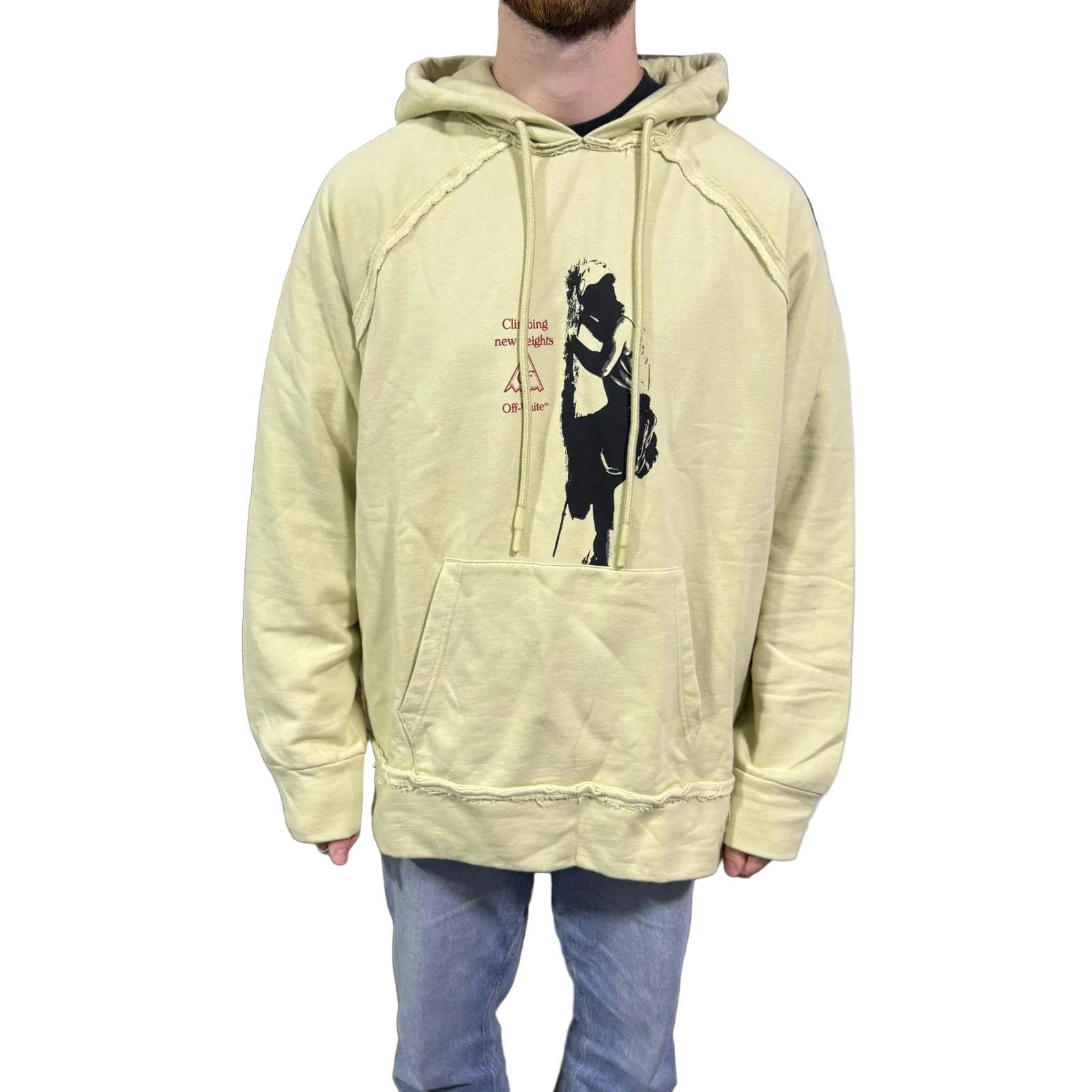 Off-White Beige Vertical Climb Arrows Logo Oversized Raglan Hoodie Size US M / EU 48-50 / 2 - 2 Thumbnail