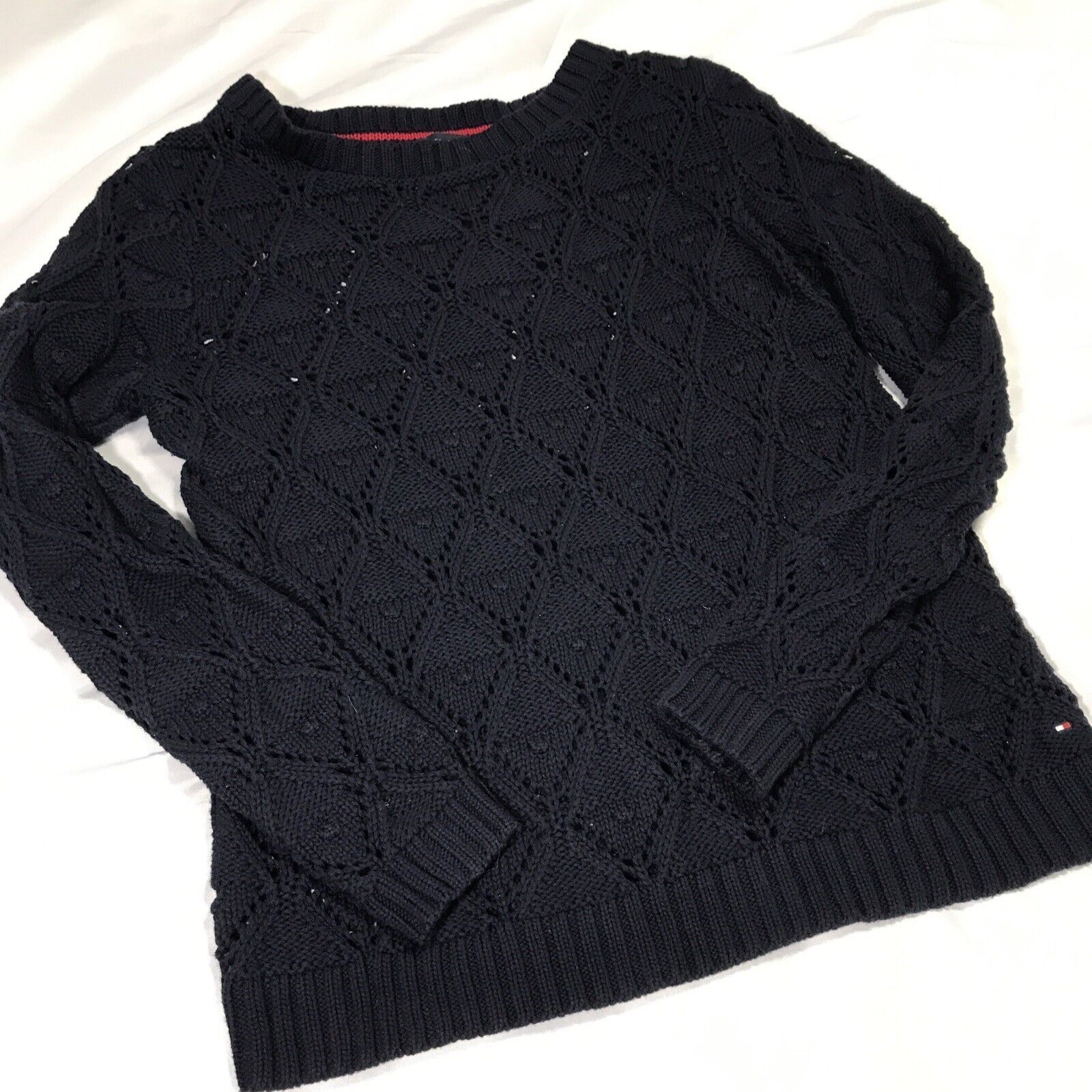 Tommy Hilfiger Tommy Hilfiger Chunky Cable Knit Peek Sweater Size Medium Pu Size M / US 6-8 / IT 42-44 - 1 Thumbnail