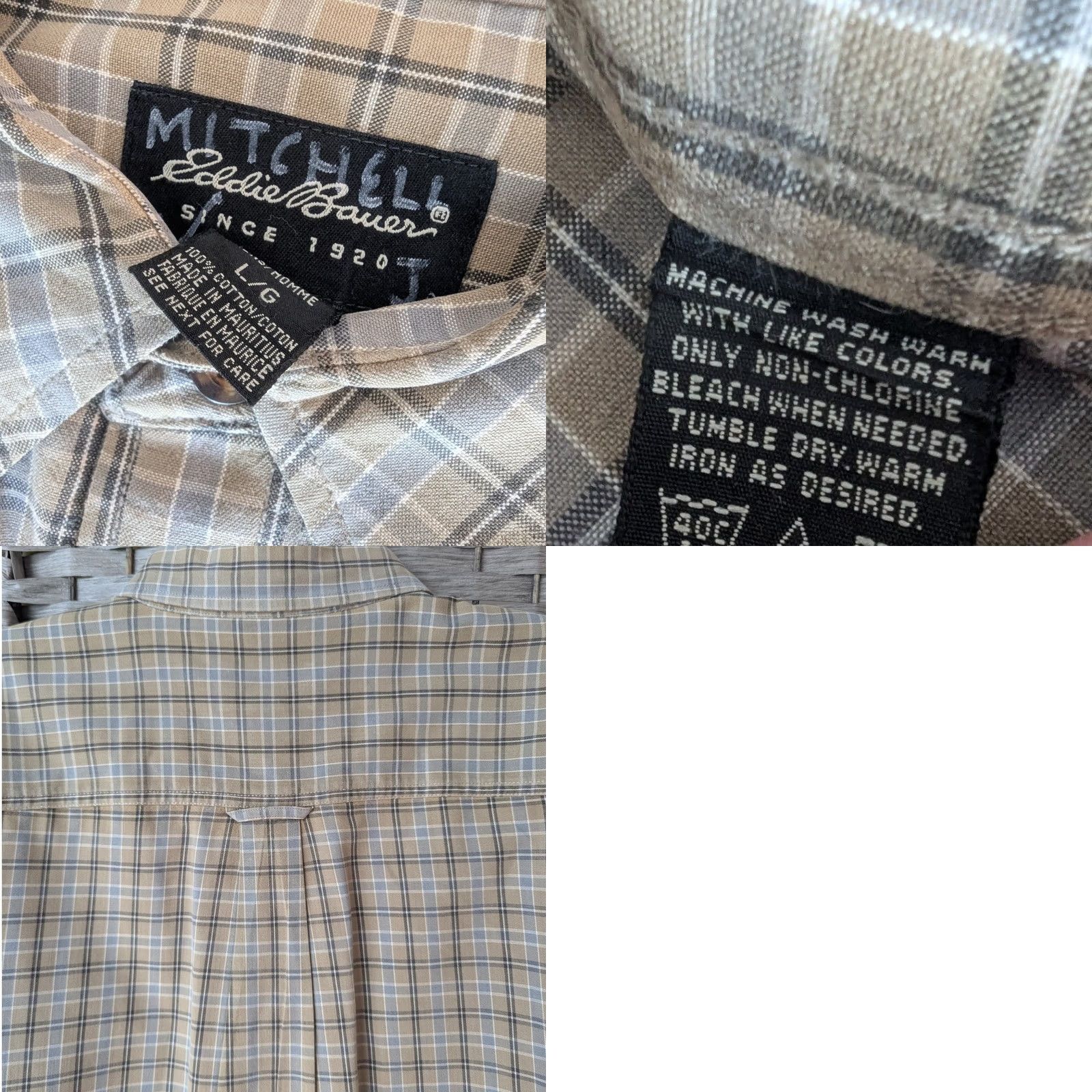 Eddie Bauer Eddie Bauer Button-Up Shirt Plaid Tan Beige Long Sleeve Mens L Workwear Size US L / EU 52-54 / 3 - 8 Thumbnail