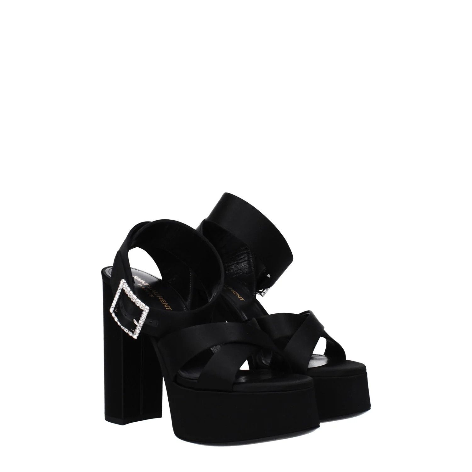 Saint Laurent Paris ob1o1e1124 Satin Sandals in Black Size US 10 / IT 40 - 2 Thumbnail